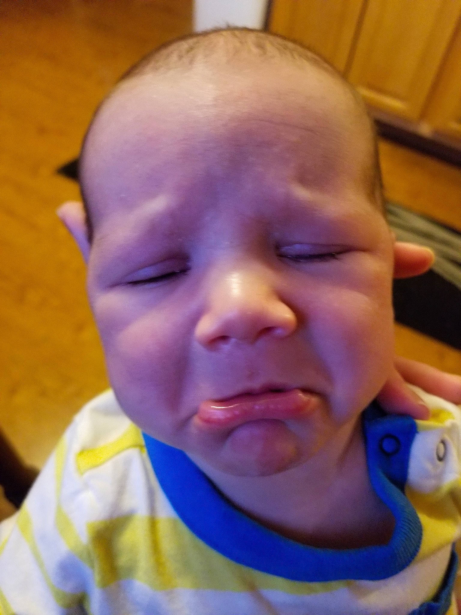 Hunter joined the competition — help win amazing prizes! baby, cheek, child, chin, close_up, ear, face, facial_expression, forehead, head, lip, mouth, nose, person, skin, smile, sorrow, toddler