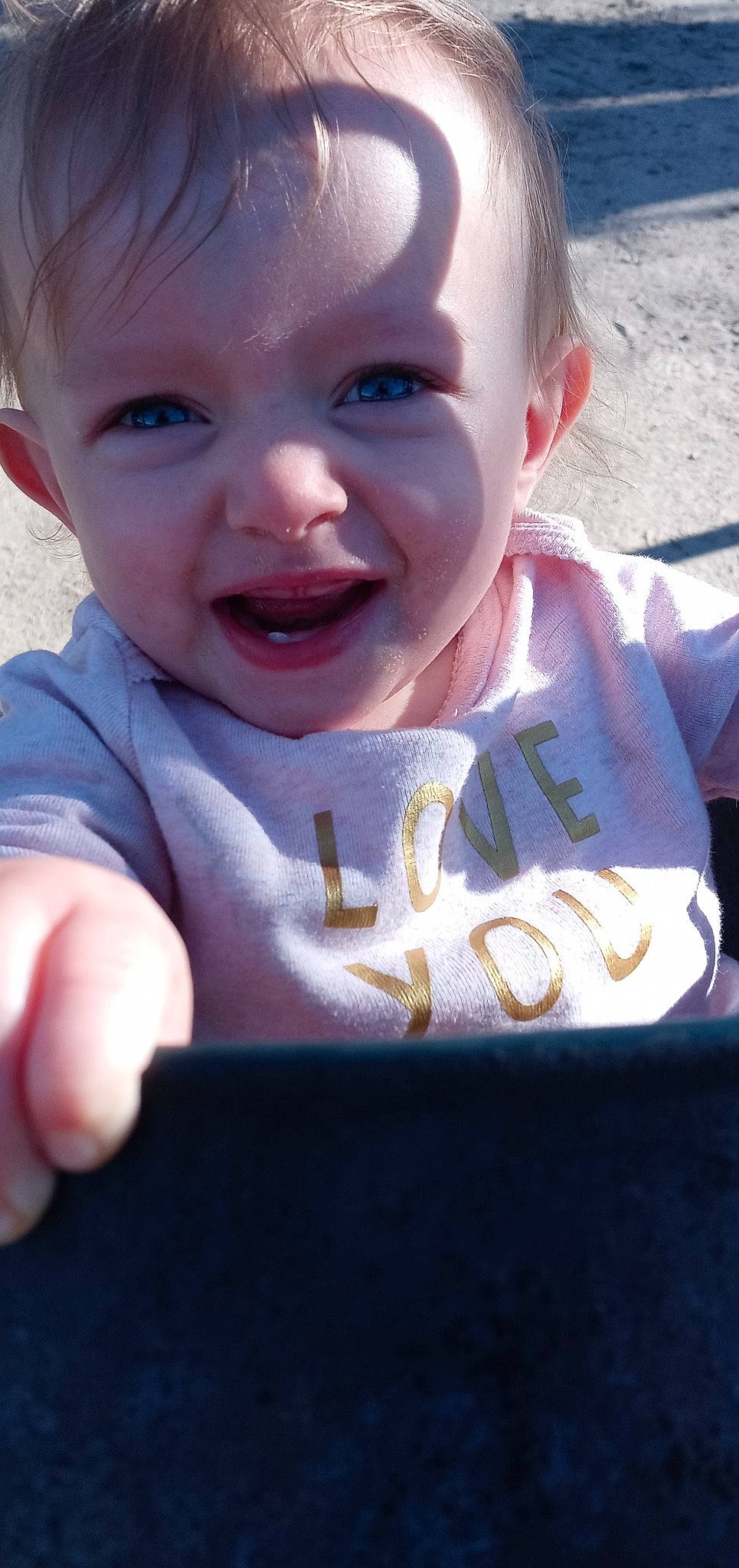 Hazel joined the competition — help win amazing prizes! baby_toddler_clothing, cheek, dress, eye, eyebrow, face, finger, gesture, hand, happy, human_body, iris, lip, mouth, nose, person, plant, skin, sleeve, smile