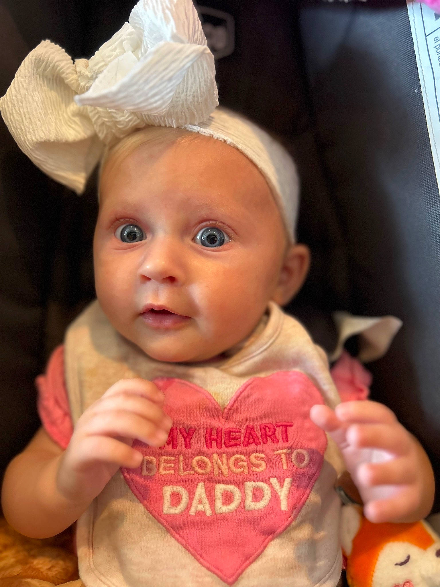 Jennifer is registered to the contest to win money with this photo: baby, baby_toddler_clothing, calabaza, cheek, child, costume_hat, ear, eye, eyelash, fashion_accessory, finger, gesture, happy, headband, headpiece, nose, person, pink, skin, sleeve