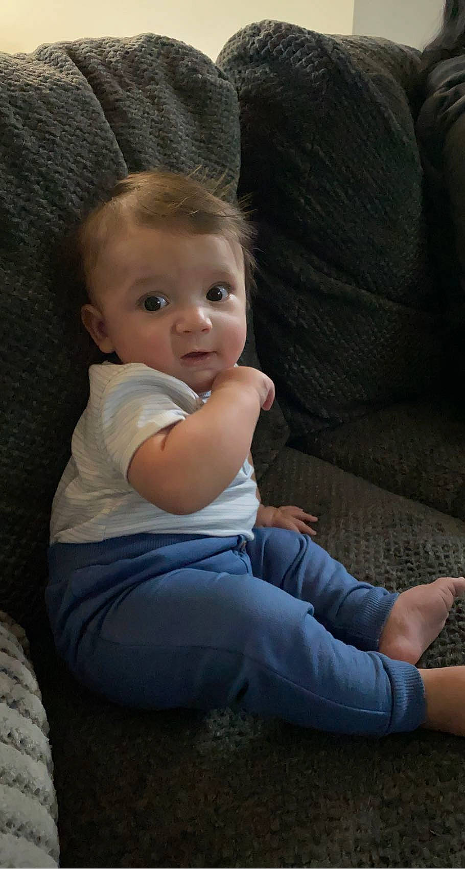 Christopher is registered to the contest to win money with this photo: arm, azure, cheek, chin, comfort, face, facial_expression, flash_photography, hair, hand, head, iris, joint, leg, lip, mouth, nose, person, shoulder, skin