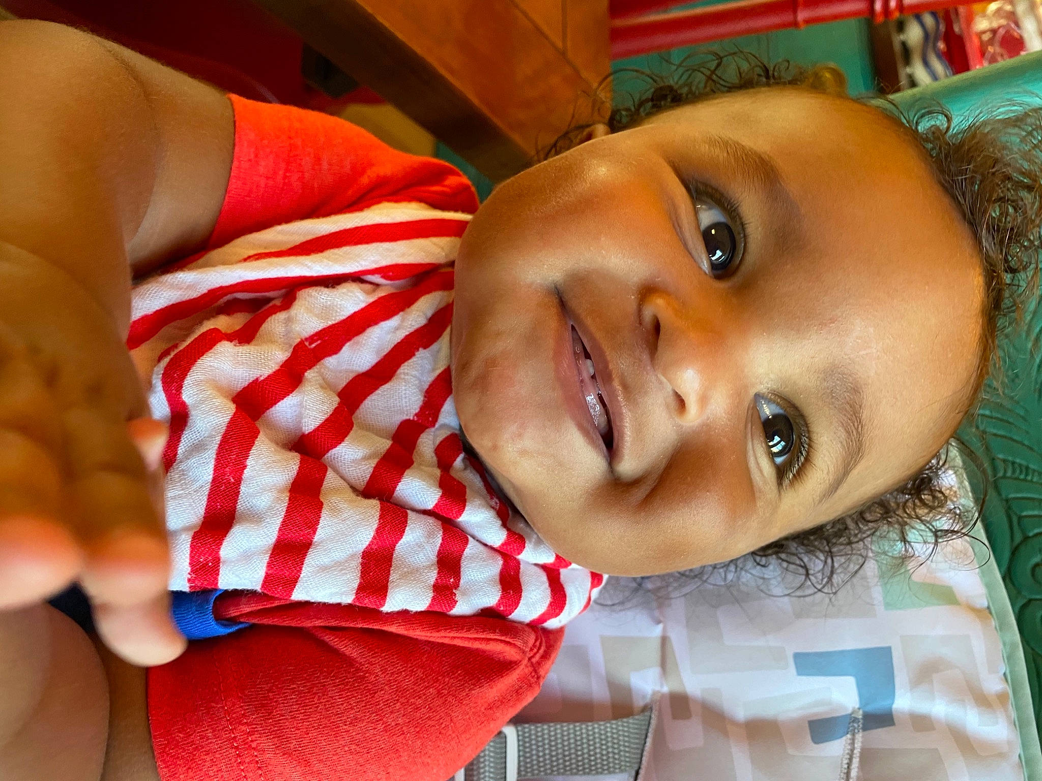 Benji is registered to the contest to win money with this photo: baby, baby_toddler_clothing, cheek, child, elbow, eyebrow, forehead, happy, iris, joy, laugh, lip, mouth, nose, person, pleased, skin, toddler, tooth