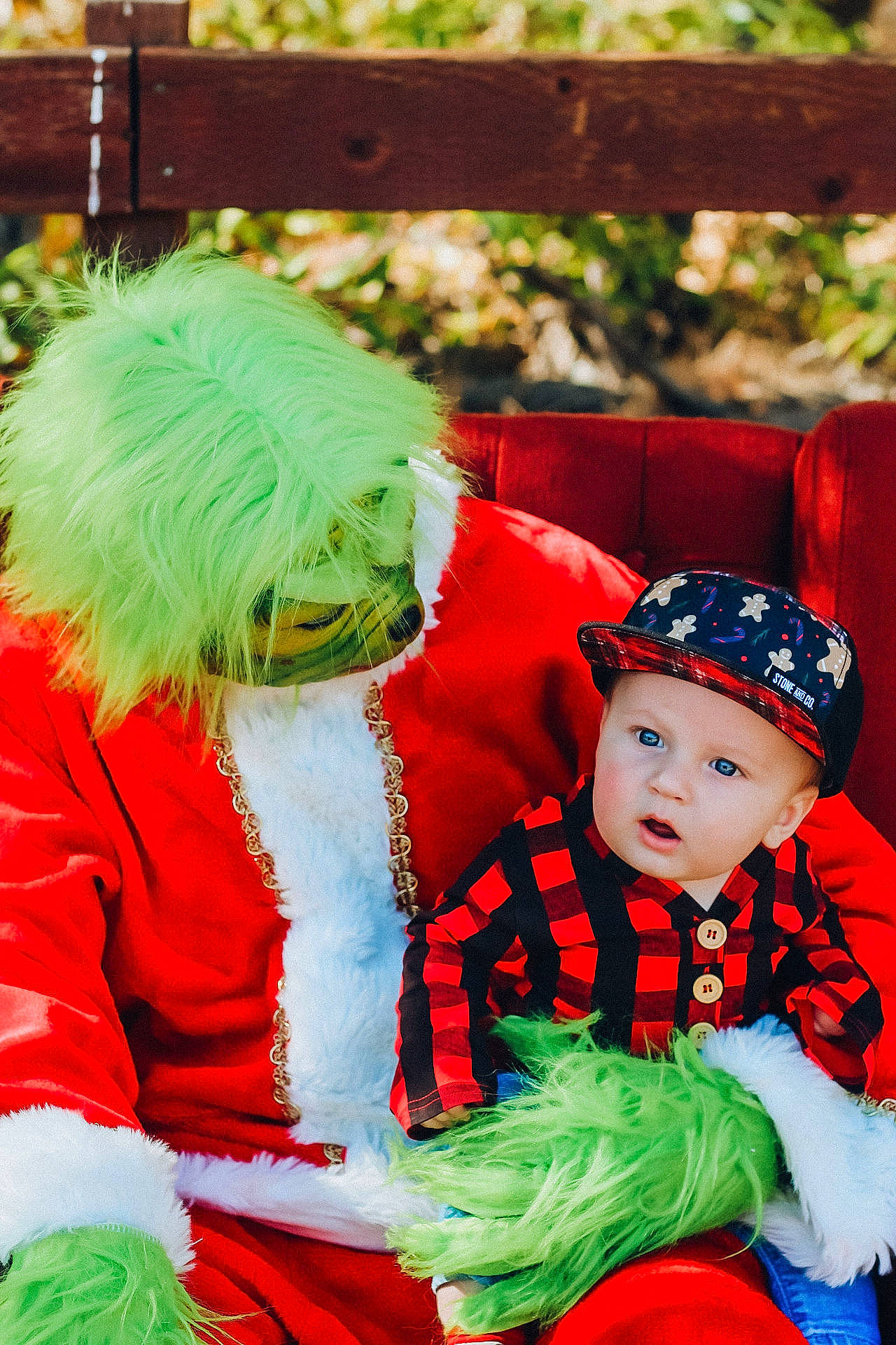 Kannon joined the competition — help win amazing prizes! baby, baby_toddler_clothing, christmas, christmas_eve, costume, costume_accessory, costume_hat, festival, fictional_character, fur, fur_clothing, green, headgear, headwear, holiday, natural_material, person, red, santa_claus, toddler