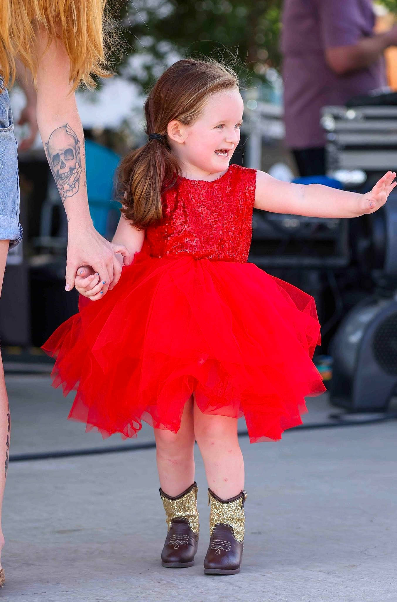 Charley joined the competition — help win amazing prizes! child, costume, dress, electric_blue, entertainment, event, fashion_design, formal_wear, fun, gesture, happy, human_leg, joy, leisure, long_hair, magenta, performing_arts, person, pink, recreation