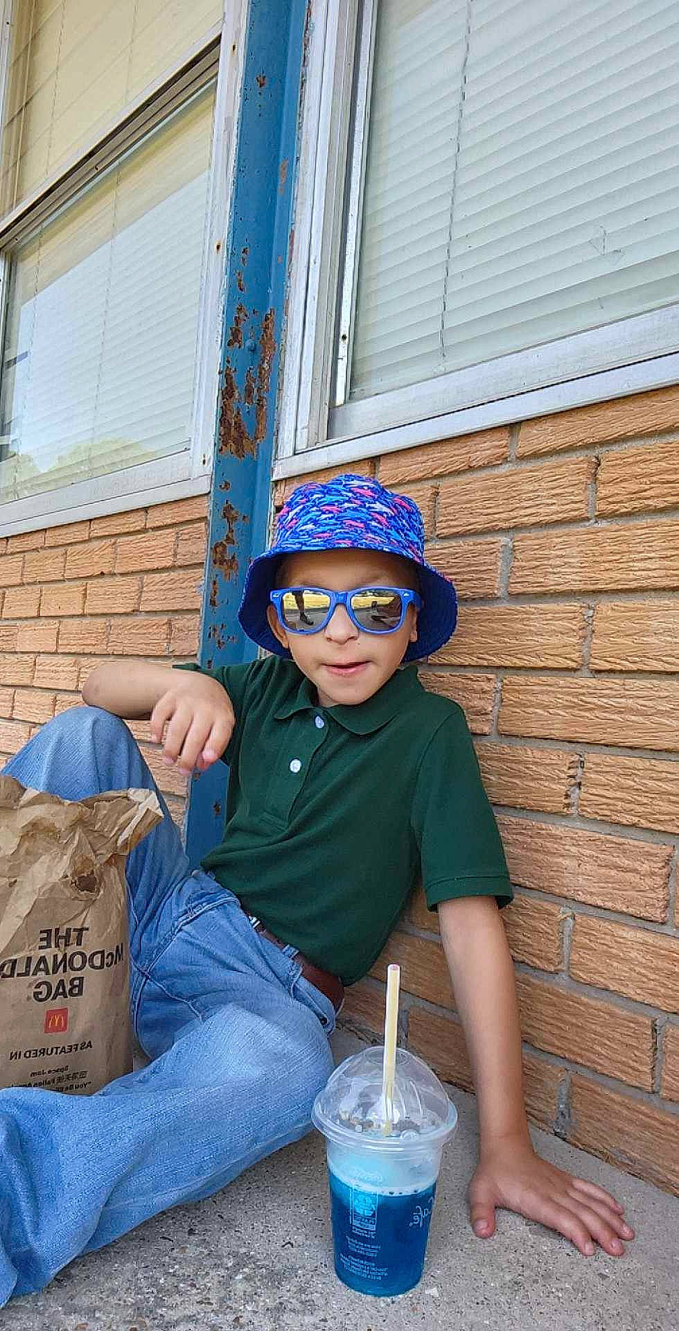 Kyzer joined the competition — help win amazing prizes! bag, baseball_cap, blue, cap, drink, drinking, drinking_straw, electric_blue, eyewear, goggles, hat, headwear, iced_coffee, luggage_and_bags, person, plastic_bag, shipping_box, sunglasses, t_shirt, vision_care