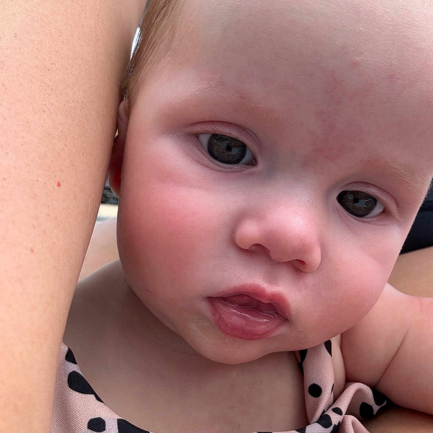 Lyla joined the competition — help win amazing prizes! accessories, baby, bodypart, cosmetics, face, happy, head, jewelry, lipstick, mouth, necklace, newborn, person, photography, portrait, selfie, skin, smile, tattoo, tongue