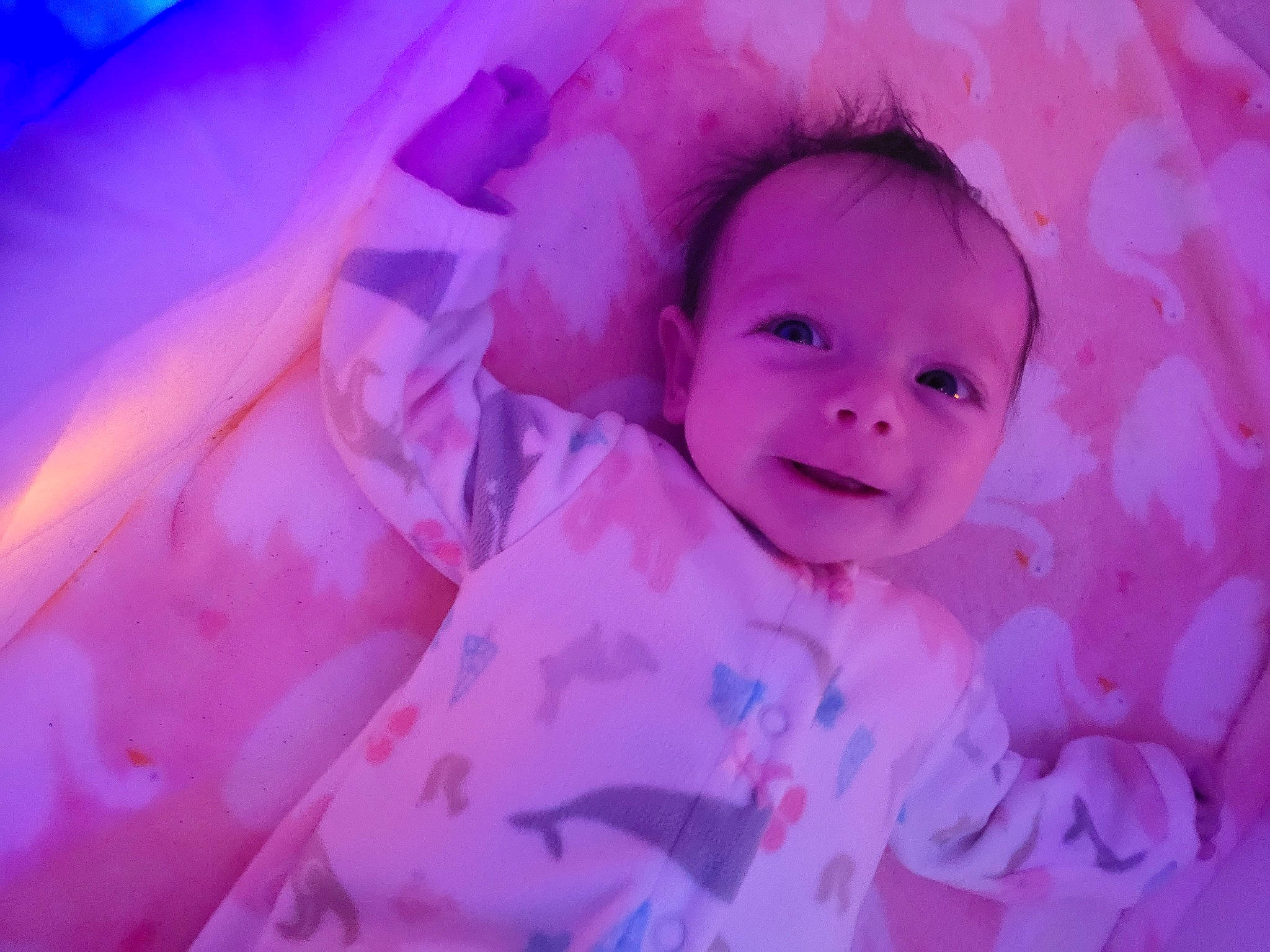 Willa joined the competition — help win amazing prizes! baby, cheek, child, close_up, cloud, eye, eyebrow, flash_photography, happy, head, iris, magenta, nose, person, pink, purple, skin, smile, textile, toddler