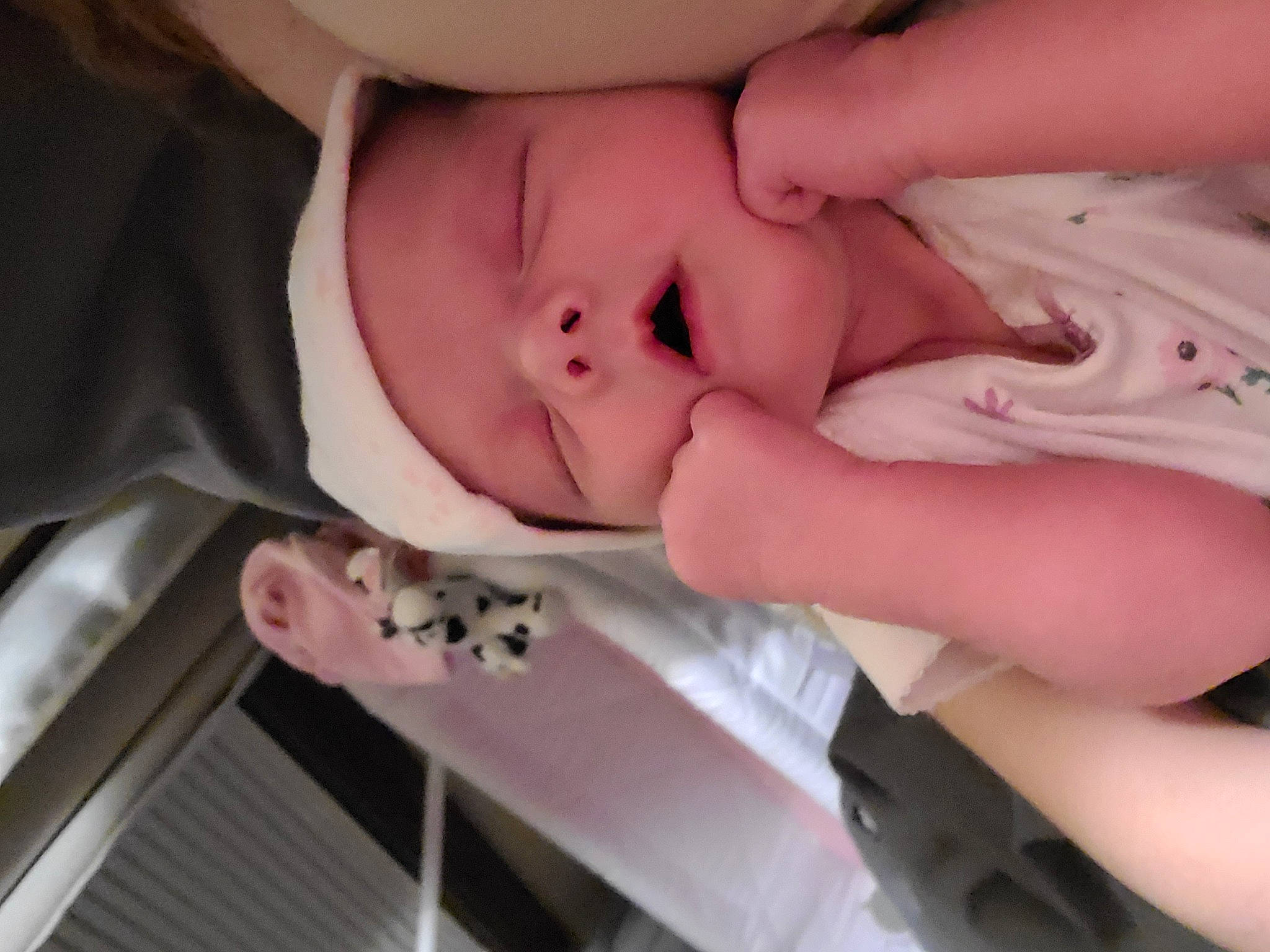 Willa joined the competition — help win amazing prizes! baby, baby_products, baby_toddler_clothing, cheek, comfort, dress, eye, eyelash, finger, gesture, hand, human_body, leg, mouth, nail, nose, person, pink, skin, thumb