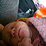 baby, blanket, child, closeup, comfort, cozy, cute, face, fist, indoors, infant, newborn, peaceful, pink, portrait, resting, sleeping, soft, toddler, warm