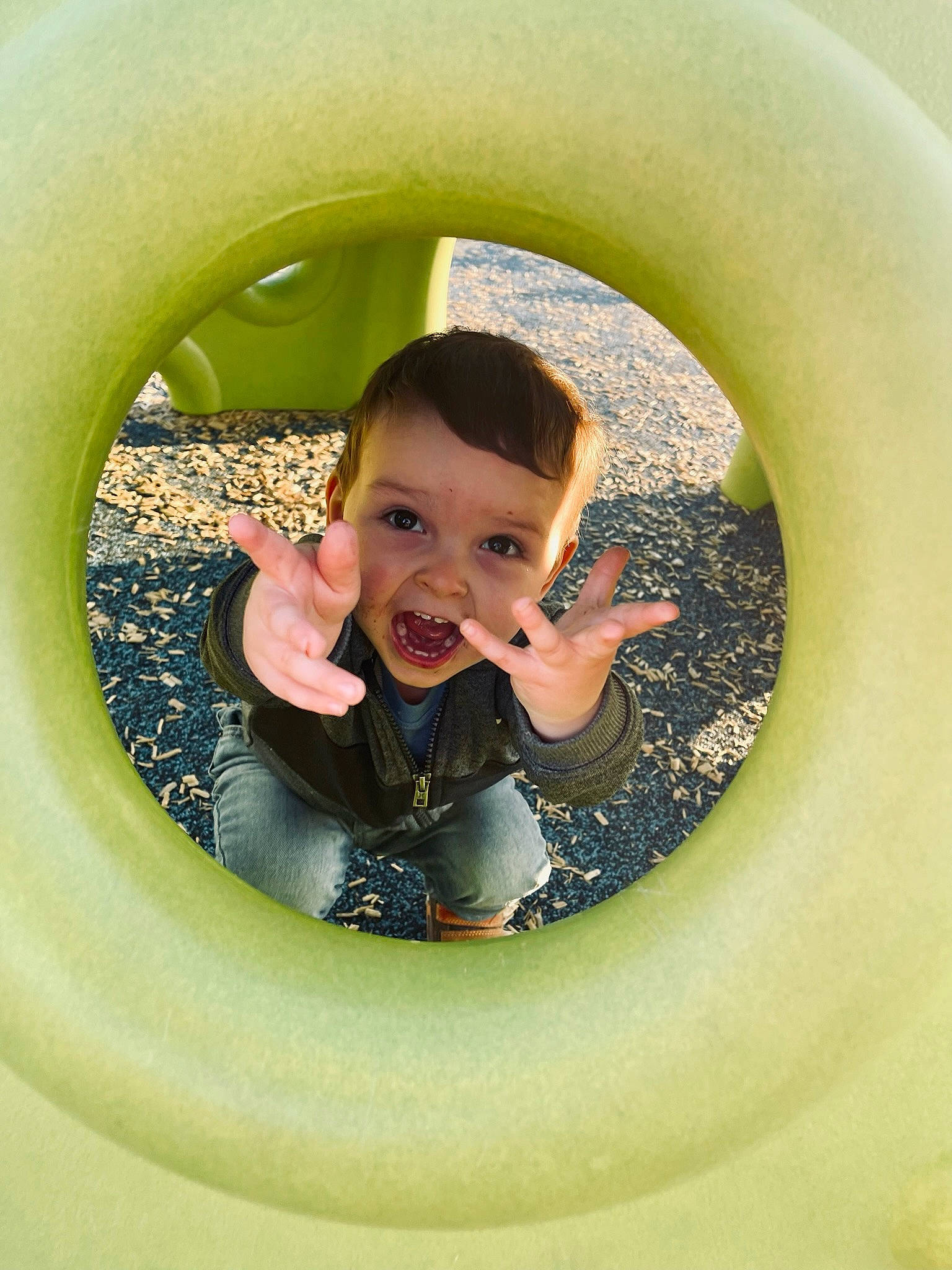 Timothy joined the competition — help win amazing prizes! automotive_tire, child, circle, fun, grass, happy, human, human_body, jaw, leisure, mammal, mouth, natural_environment, nose, people_in_nature, person, plant, recreation, smile, toddler