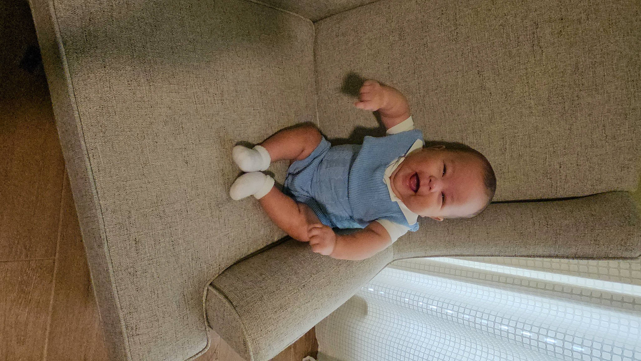 Novak is registered to the contest to win money with this photo: baby, baby_products, baby_safety, baby_sleeping, baby_toddler_clothing, child, comfort, elbow, flooring, human_leg, knee, linens, nap, person, room, sitting, sleep, sock, thigh, toddler