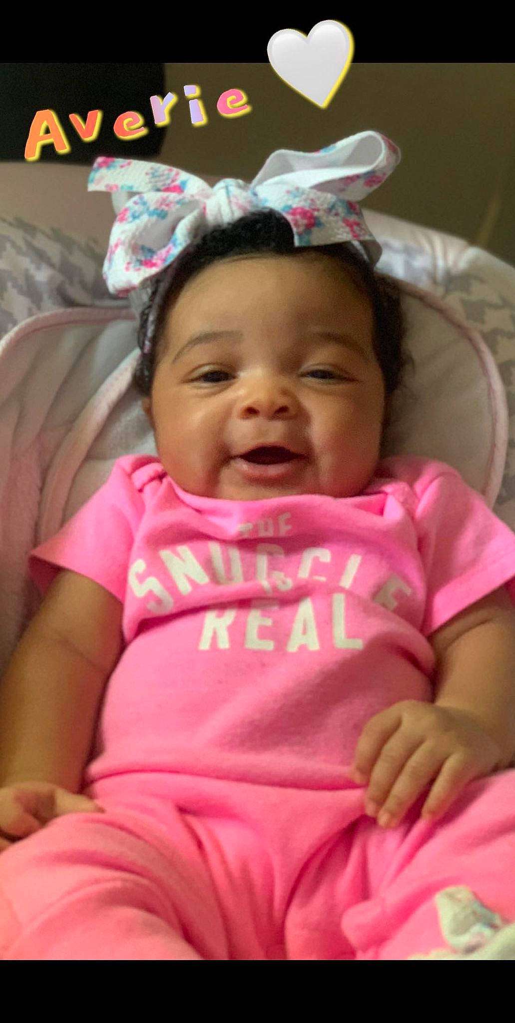 Averie is registered to the contest to win money with this photo: baby, bedtime, cheek, child, lip, mouth, nose, person, pink, skin, smile, toddler