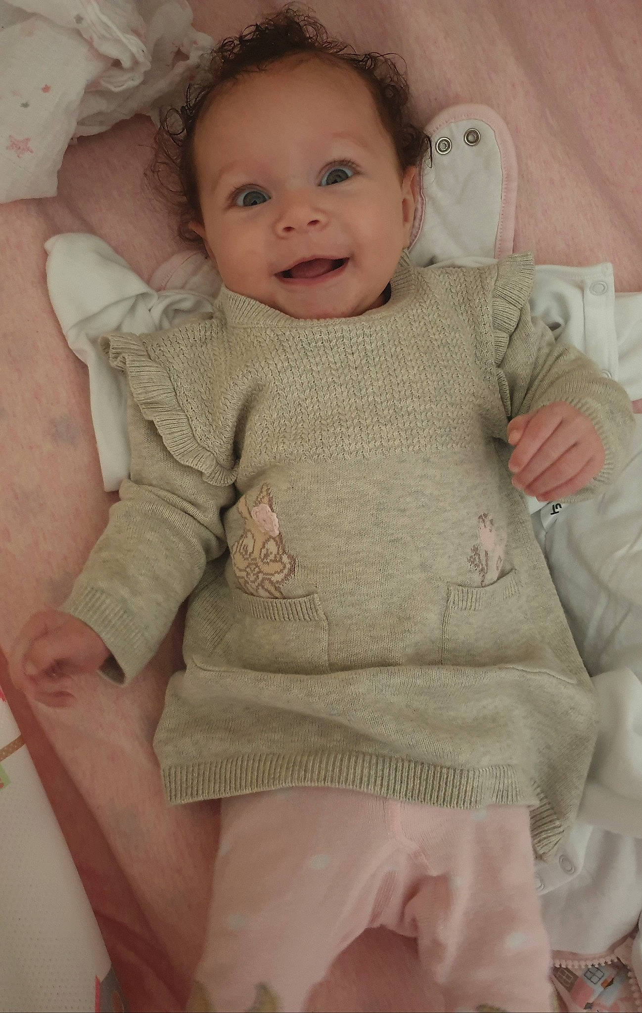 Caitlyn joined the competition — help win amazing prizes! baby, baby_products, baby_toddler_clothing, cheek, child, eye, face, head, person, pink, product, skin, sleeve, smile, toddler