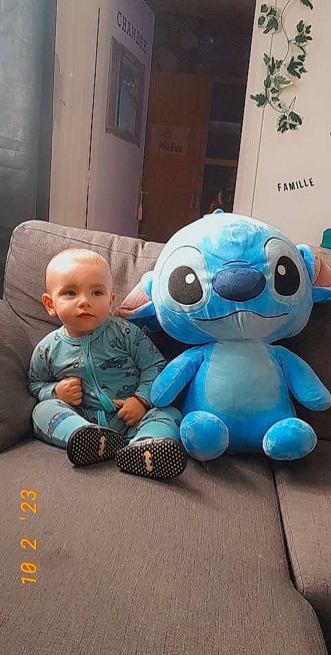 Donovan participe au concours pour gagner de l'argent avec cette photo : animation, baby, baby_toddler_clothing, baby_toys, child, comfort, electric_blue, fictional_character, fun, fur, lap, mascot, pattern, person, plush, room, sitting, stuffed_toy, toddler, toy