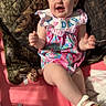 Avery joined the competition — help win amazing prizes! baby, child, smiling, headband, pink, romper, clapping, happy, sitting, blanket, camo_pattern, footwear, indoors, cute, infant, person, apparel, playtime, expression, joyful