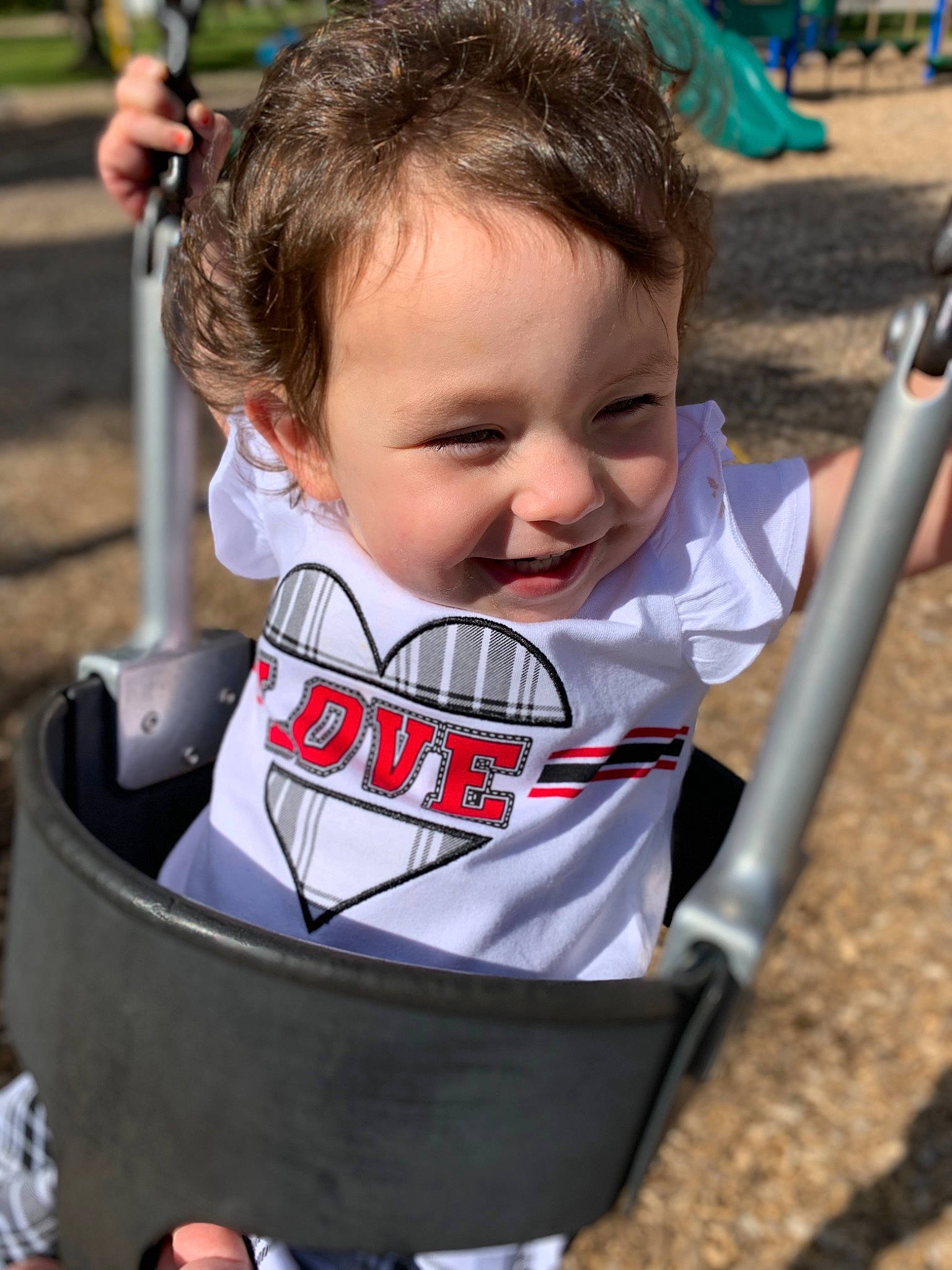 Illiyana is registered to the contest to win money with this photo: baby, baby_carriage, baby_products, child, joy, person, play, playground, product, smile, swing, toddler, tree