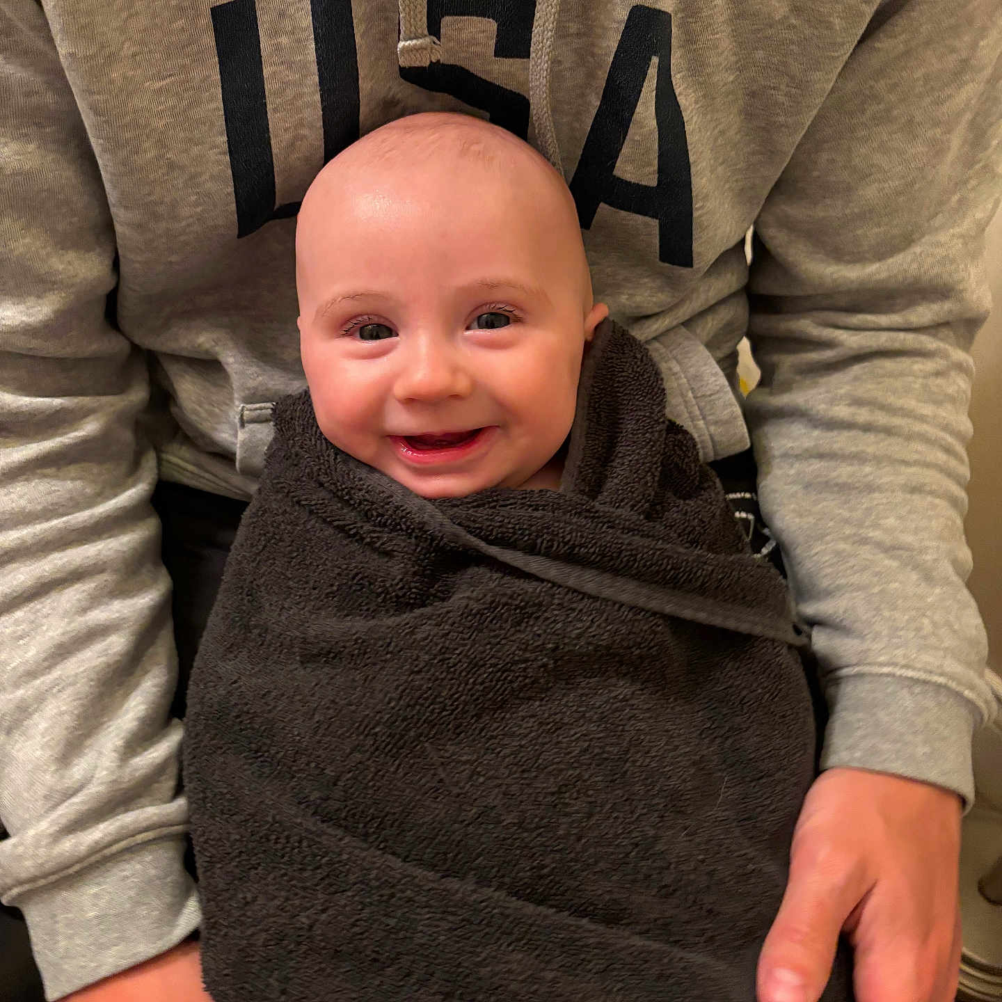 Hudson joined the competition — help win amazing prizes! baby, blanket, bodypart, clothing, face, finger, hand, head, hood, hoodie, knitwear, longsleeve, newborn, person, photography, portrait, sleeve, sweater, sweatshirt, towel