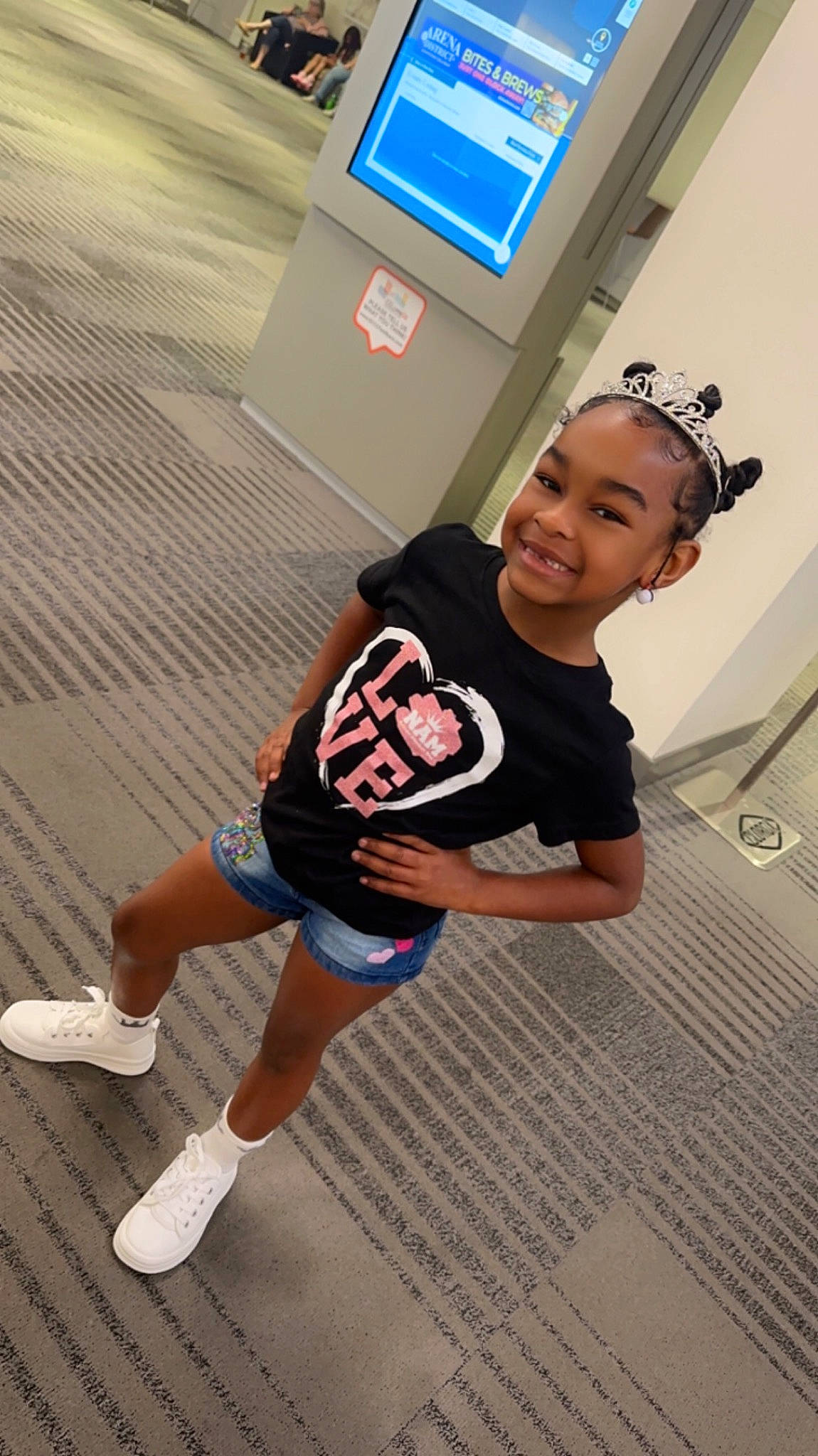 Nalani joined the competition — help win amazing prizes! child, eyewear, flooring, footwear, fun, happy, human_leg, joint, joy, knee, leisure, person, shoe, shorts, smile, sneakers, sock, sportswear, standing, t_shirt