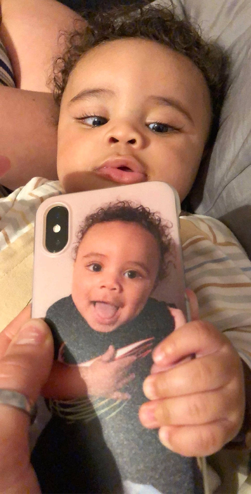 Karson is registered to the contest to win money with this photo: baby, cheek, child, eye, eyebrow, face, finger, forehead, gesture, hand, head, nose, person, photography, selfie, skin, smile, thumb, toddler