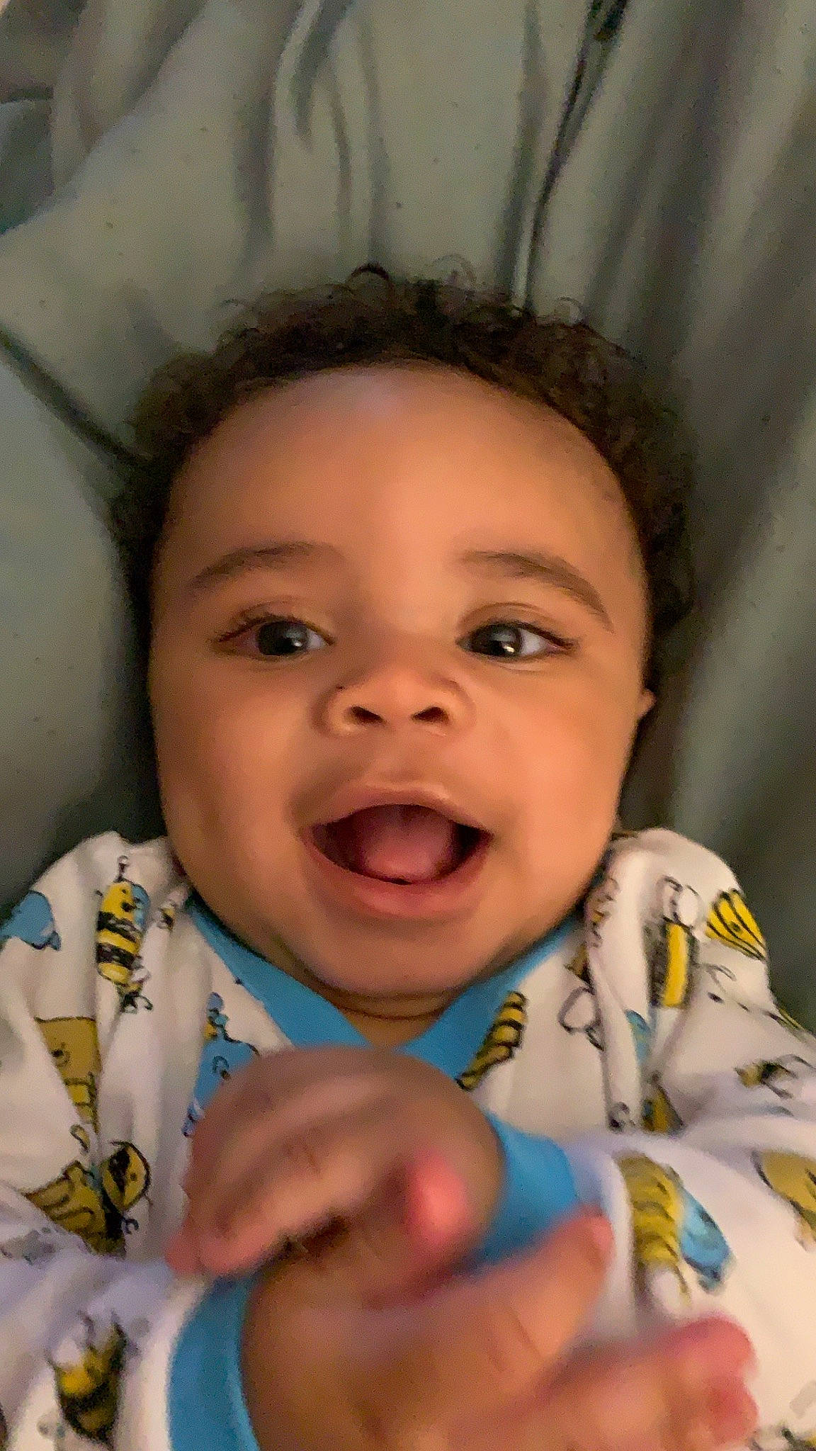 Karson is registered to the contest to win money with this photo: baby, baby_making_funny_faces, cheek, child, chin, close_up, eye, eyebrow, face, facial_expression, forehead, head, iris, laugh, lip, mouth, nose, person, skin, smile