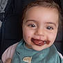 Ambre a rejoint le concours — aidez-le/la à gagner de superbes lots ! toddler, child, smile, chocolate, bib, food, messy, face, happy, baby, clothing, stroller, seat, cute, young_child, portrait, skin, person, mouth, eyes