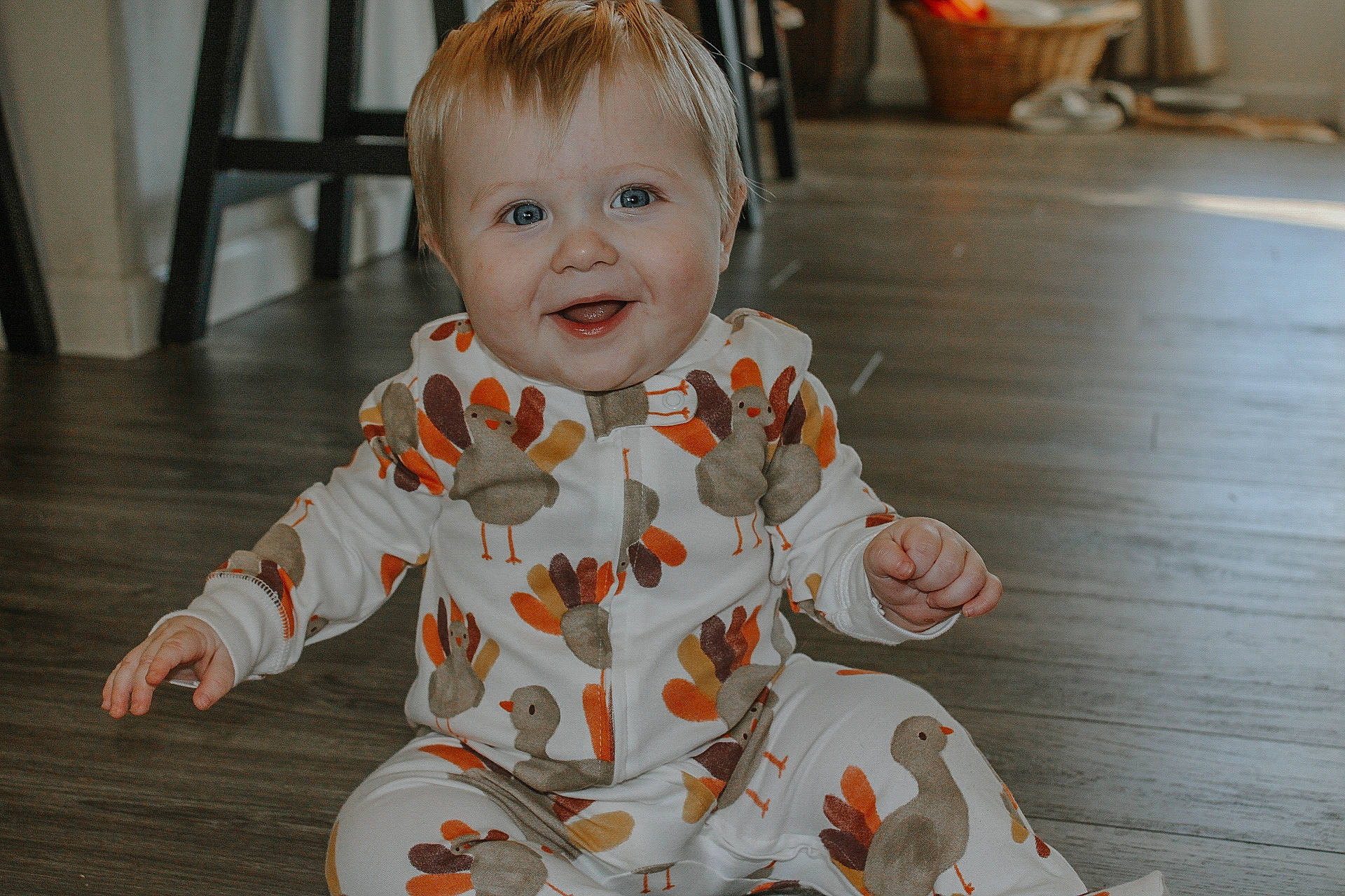 Jase is registered to the contest to win money with this photo: baby, baby_toddler_clothing, cheek, child, dress, eye, face, floor, flooring, fun, hair, happy, head, iris, orange, person, skin, sleeve, smile, toddler
