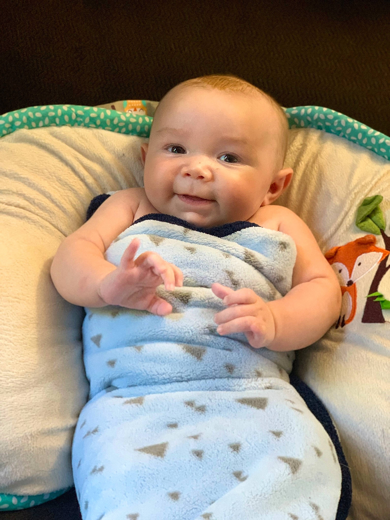 Colten joined the competition — help win amazing prizes! abdomen, arm, baby, baby_toddler_clothing, cheek, child, comfort, facial_expression, finger, flash_photography, hand, happy, iris, linens, mouth, person, sitting, skin, smile, toddler