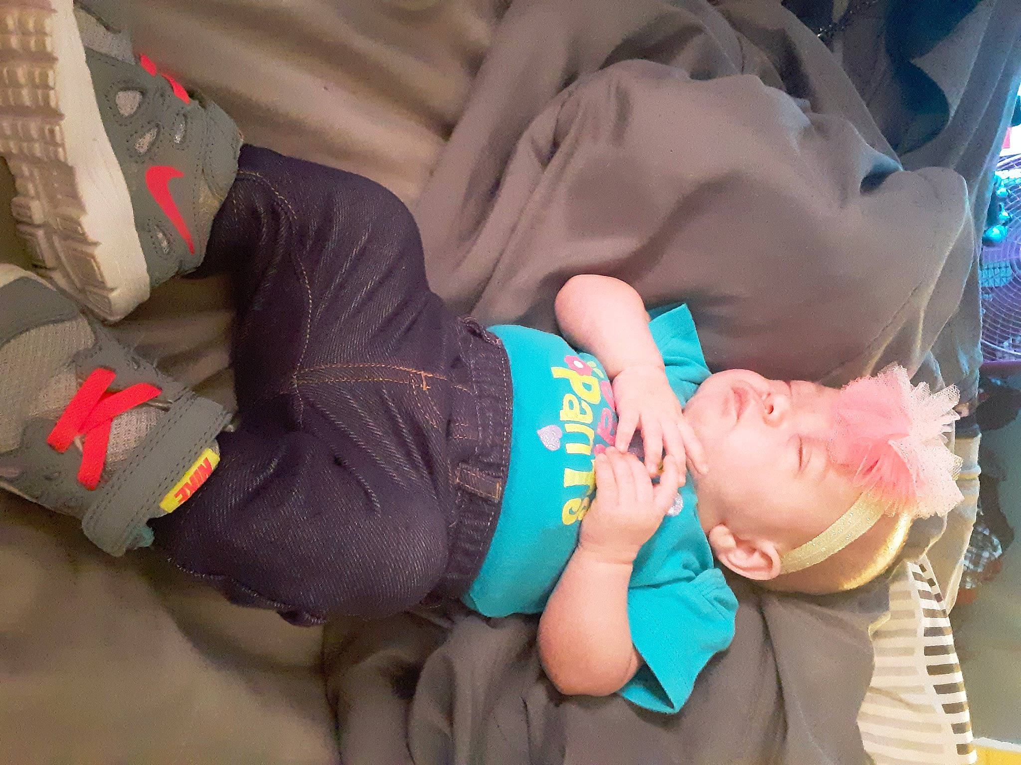 Madalyn joined the competition — help win amazing prizes! baby, baby_products, baby_toddler_clothing, child, comfort, elbow, fun, happy, hat, human_leg, knee, lap, mammal, mouth, person, room, sitting, thigh, toddler, tree