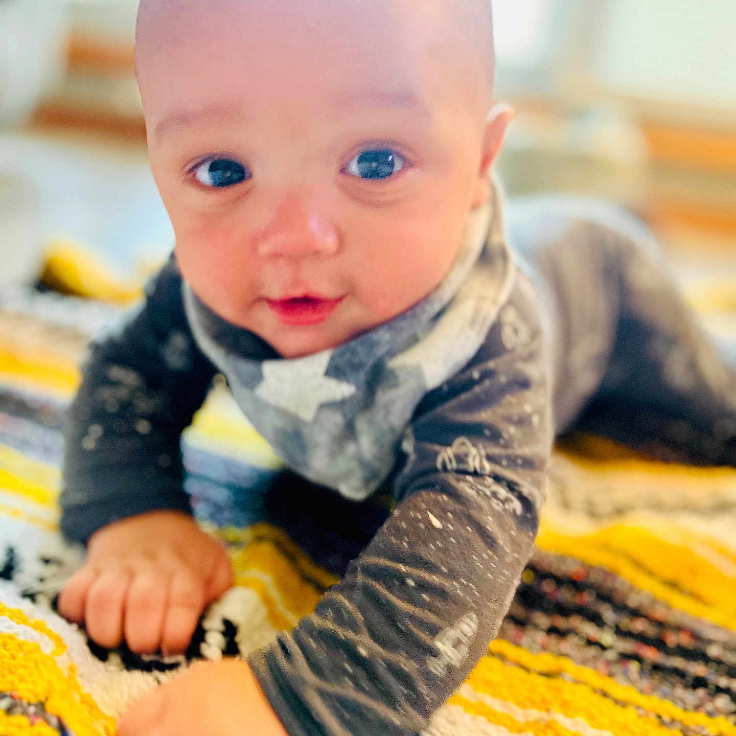 Peyton joined the competition — help win amazing prizes! baby, babycrawling, blanket, bodypart, clothing, crawling, face, finger, hand, head, homedecor, newborn, pants, person, photography, portrait, quilt, sitting