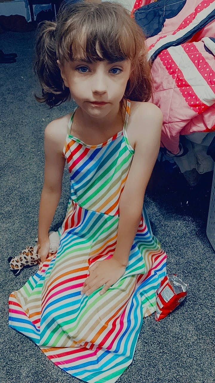 Athena is registered to the contest to win money with this photo: baby_toddler_clothing, child, cool, day_dress, dress, electric_blue, eyelash, facial_expression, fashion, fashion_design, fun, happy, joint, leisure, lip, long_hair, neck, person, pink, summer