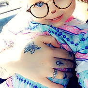 Ezlynn joined the competition — help win amazing prizes! cheek, child, eyewear, glasses, lip, skin, smile, tattoo, toy, vision_care