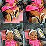 Amoura is registered to the contest to win money with this photo: baby, child, car_seat, pink_dress, headband, shoes, smiling, cute, infant, happy, portrait, seatbelt, indoors, toddler, person, footwear, closeup, expression, candid, fashion