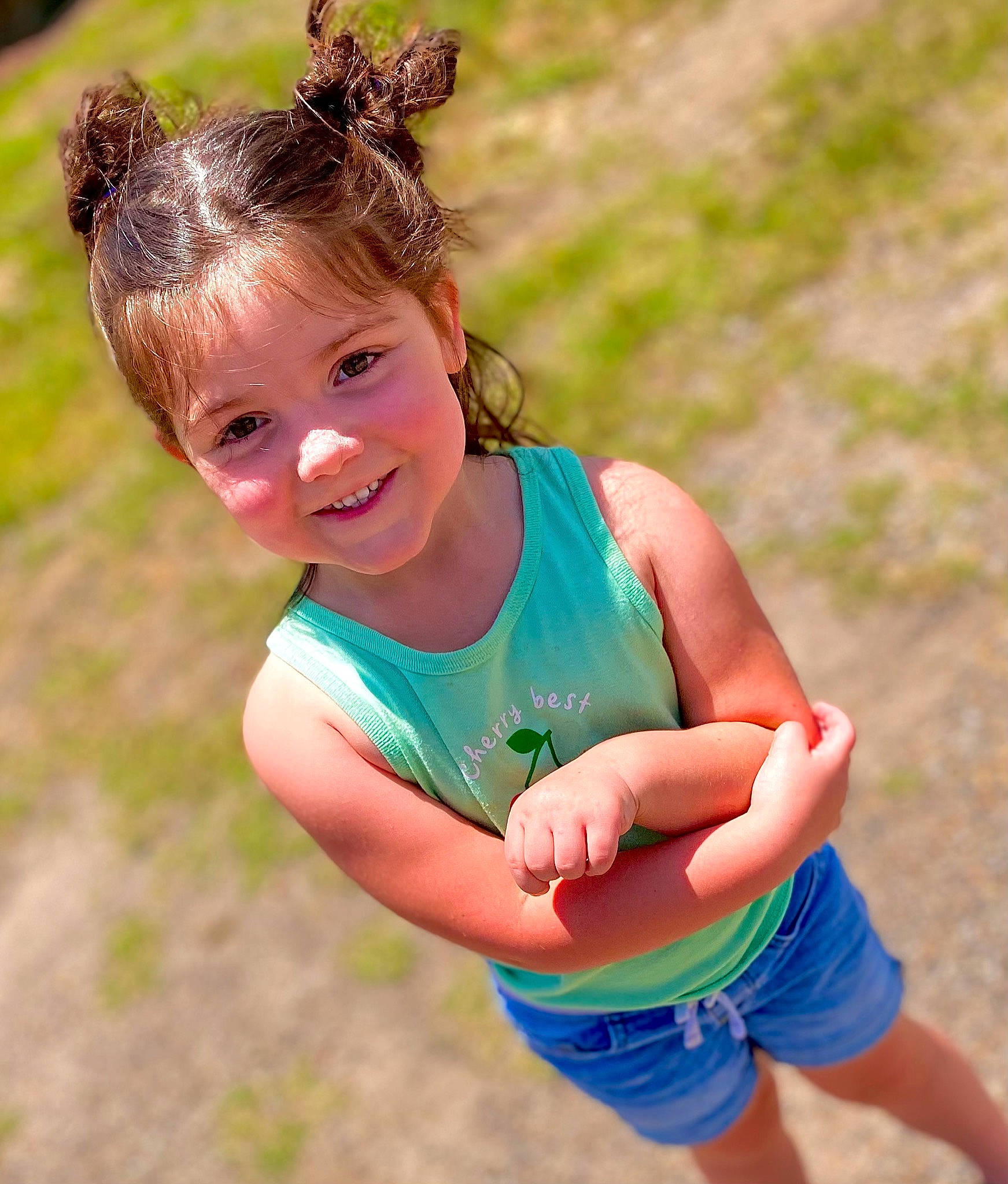 Mckenzie joined the competition — help win amazing prizes! abdomen, athlete, ball, chest, child, competition_event, electric_blue, fun, grass, happy, joy, leisure, people_in_nature, person, play, recreation, running, shorts, smile, sports