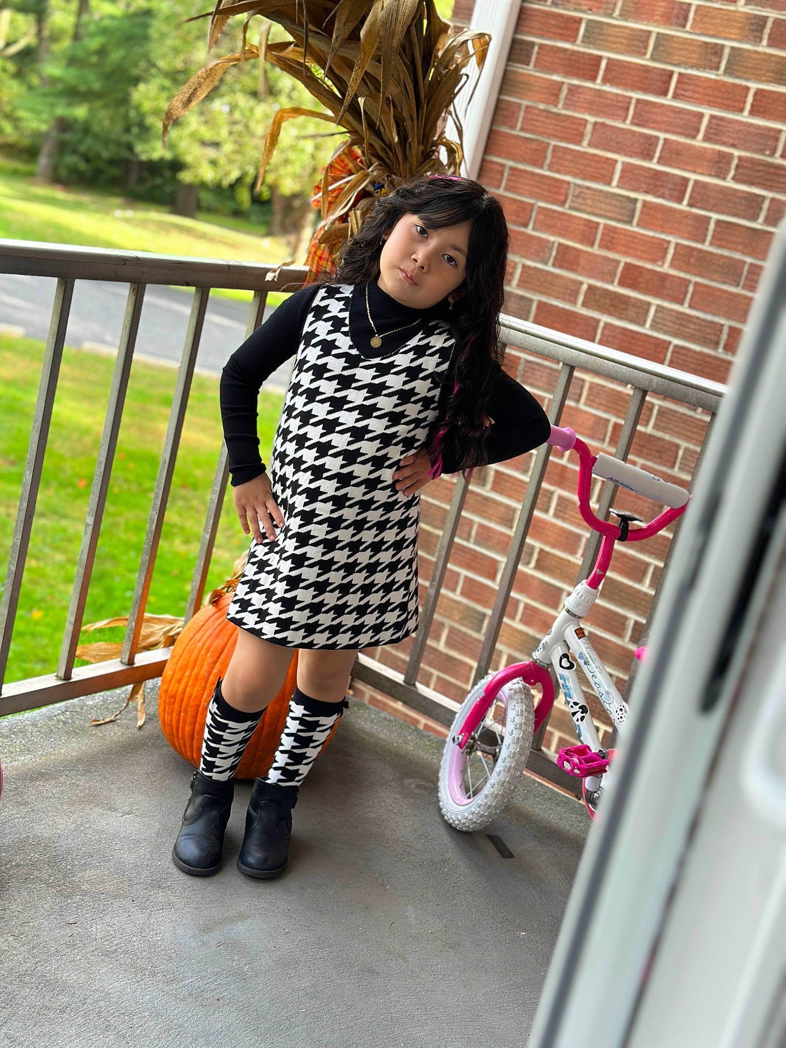 Roxana joined the competition — help win amazing prizes! bag, boot, dress, eyewear, fashion_design, footwear, human_leg, knee, leg, luggage_and_bags, pattern, person, plaid, plant, shoe, sneakers, sock, t_shirt, tartan, thigh