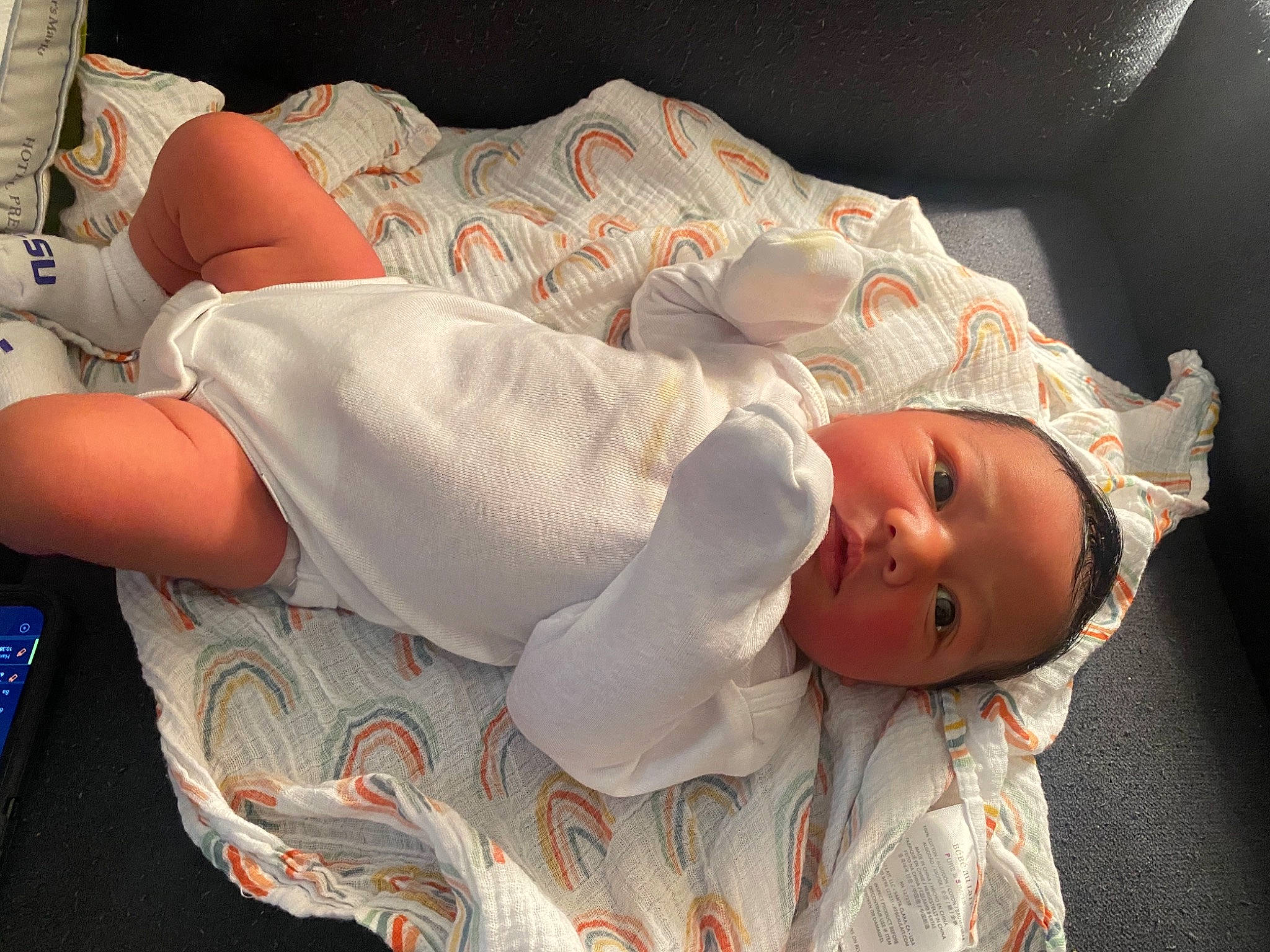 Harley Mae is registered to the contest to win money with this photo: baby, baby_toddler_clothing, child, comfort, elbow, eye, finger, glasses, hat, head, headgear, human_body, knee, mouth, person, product, skin, sleeve, textile, thigh