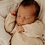 Elio participe au concours pour gagner de l'argent avec cette photo : baby, newborn, sleeping, knitted_sweater, blanket, close_up, infant, peaceful, soft_texture, cozy, warm, cute, portrait, child, resting, small_hands, indoors, skin, head, peace