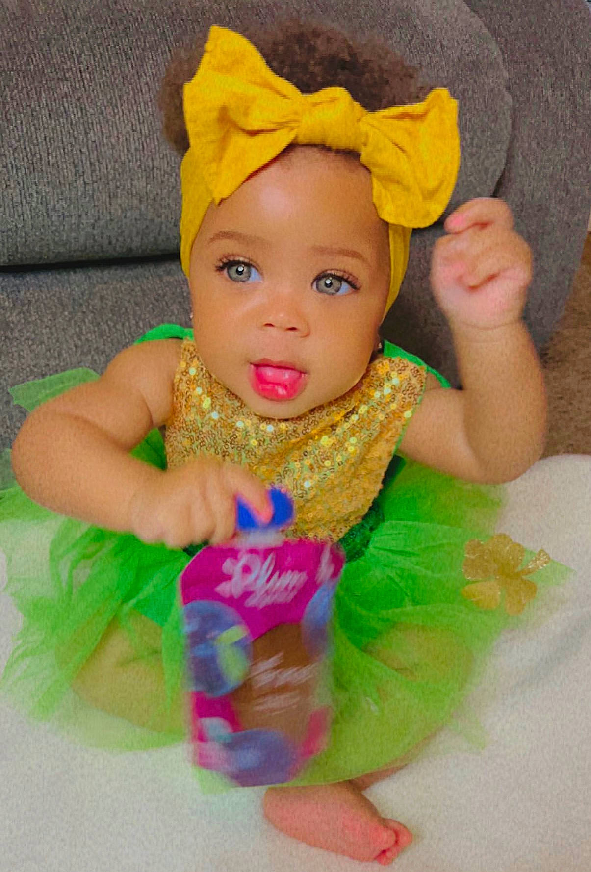 Brooklyn joined the competition — help win amazing prizes! baby_toddler_clothing, cheek, child, eyelash, finger, fun, hand, happy, head, headband, headpiece, headwear, human_body, iris, jewellery, magenta, nail, person, pink, skin