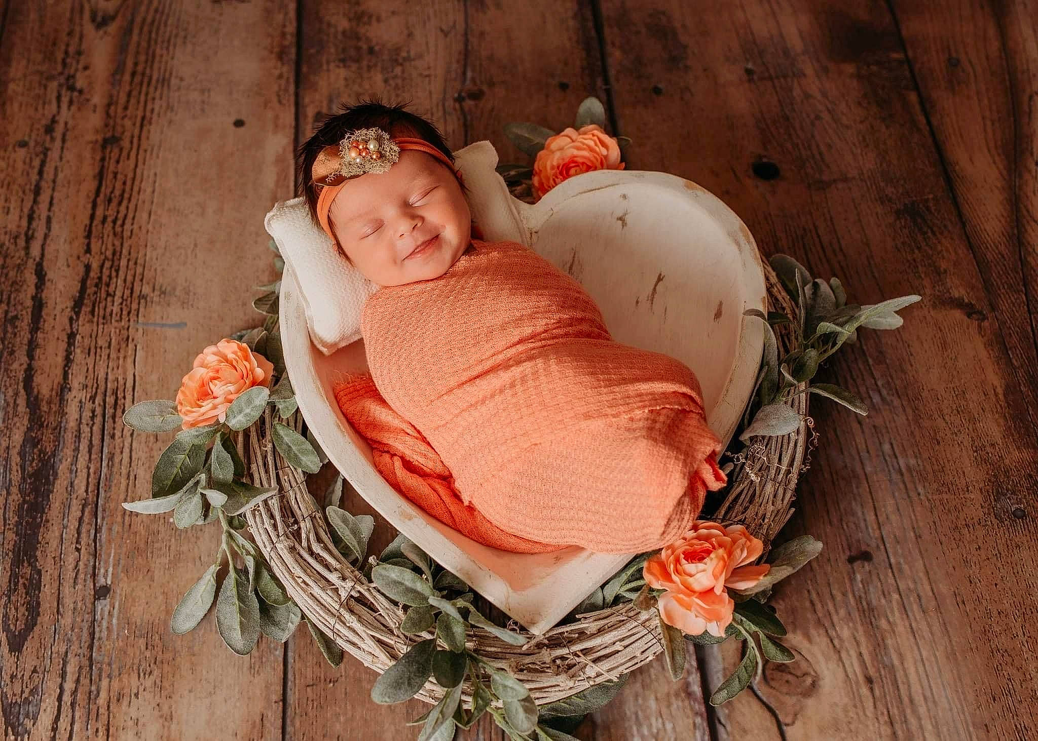Kennedy joined the competition — help win amazing prizes! baby, child, cut_flowers, dress, flash_photography, flower, flower_arranging, grass, happy, head, headgear, headpiece, headwear, human_body, peach, people_in_nature, person, petal, plant, smile