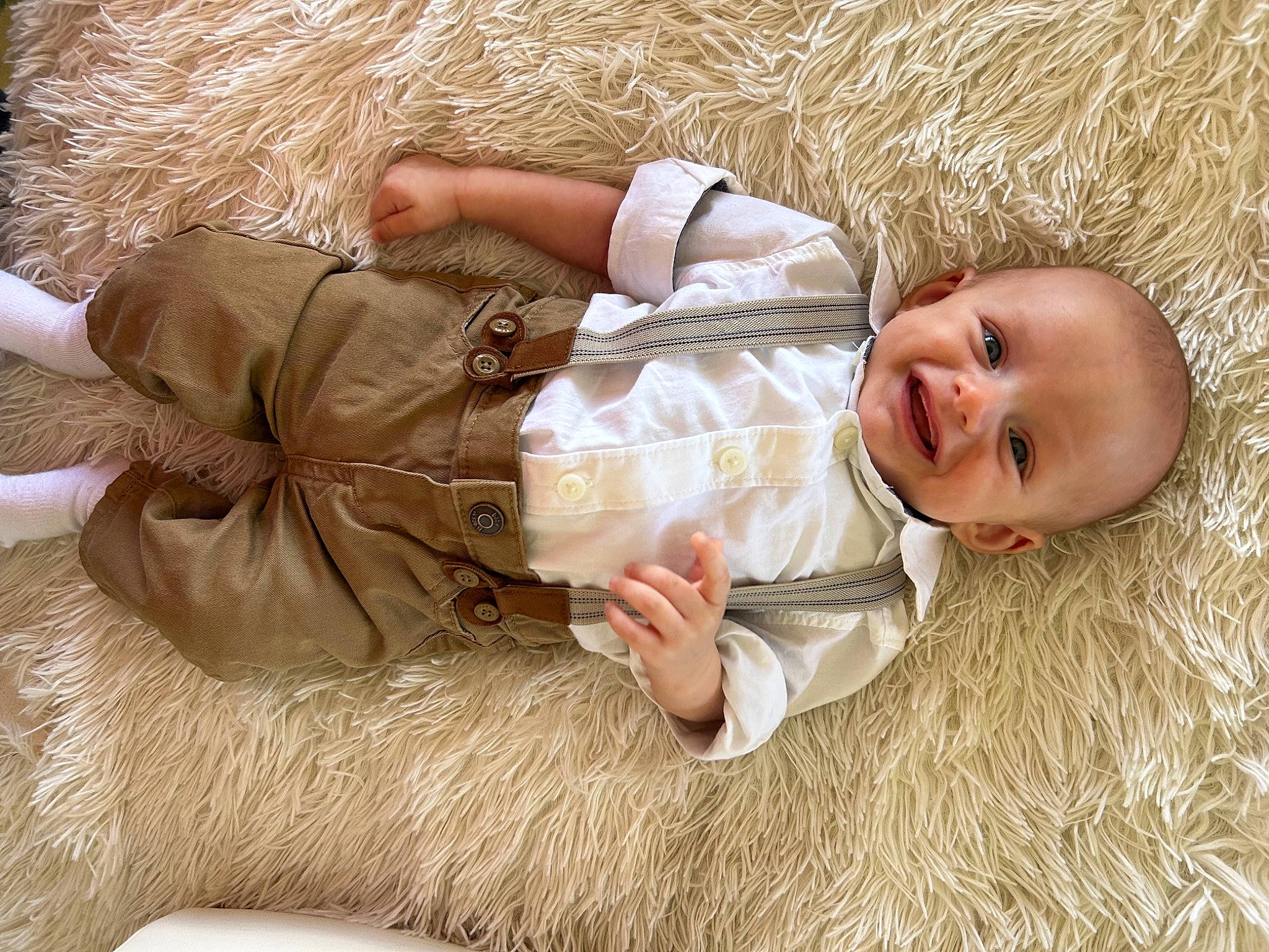 David joined the competition — help win amazing prizes! baby, baby_toddler_clothing, beige, child, comfort, eye, fashion_accessory, fur, grass, happy, joy, linens, pattern, people_in_nature, person, portrait_photography, product, sitting, skin, toddler