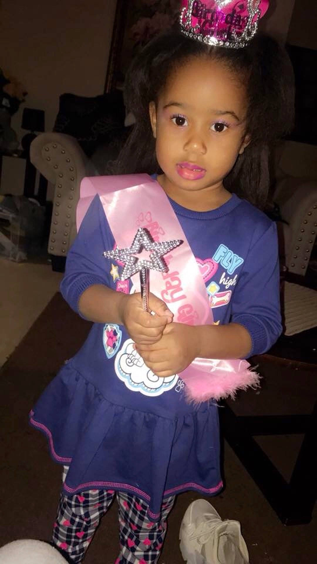 Carlee is registered to the contest to win money with this photo: child, day, fun, girl, iris, party, person, pink, product, purple, skin, smile, textile, toddler, toy