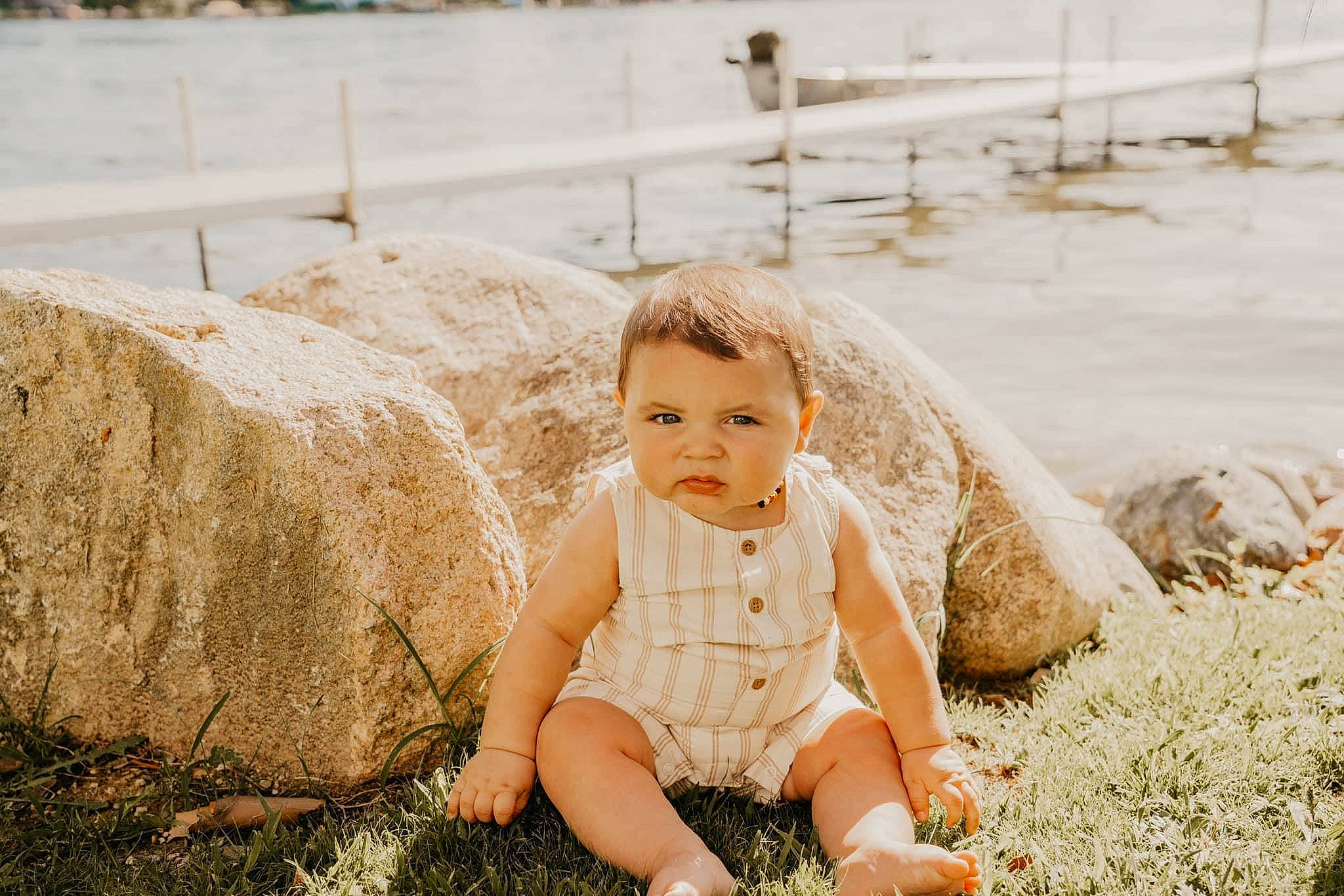 Leland joined the competition — help win amazing prizes! baby, child, dress, eye, flash_photography, fun, grass, grassland, hair, happy, landscape, people, people_in_nature, person, photograph, rock, sand, sitting, soil, toddler