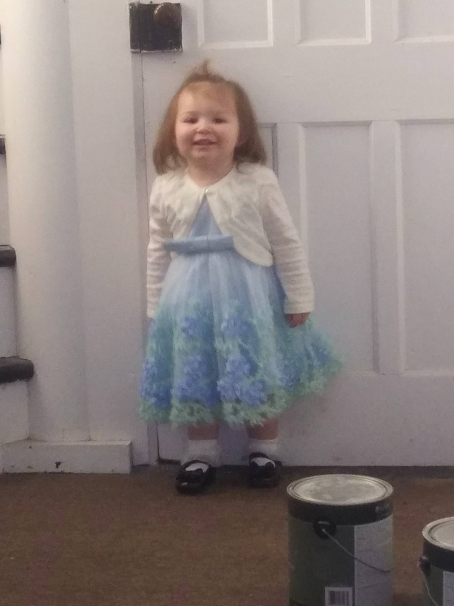 Samantha joined the competition — help win amazing prizes! baby, child, dress, joy, person, play, room, smile, standing, toddler