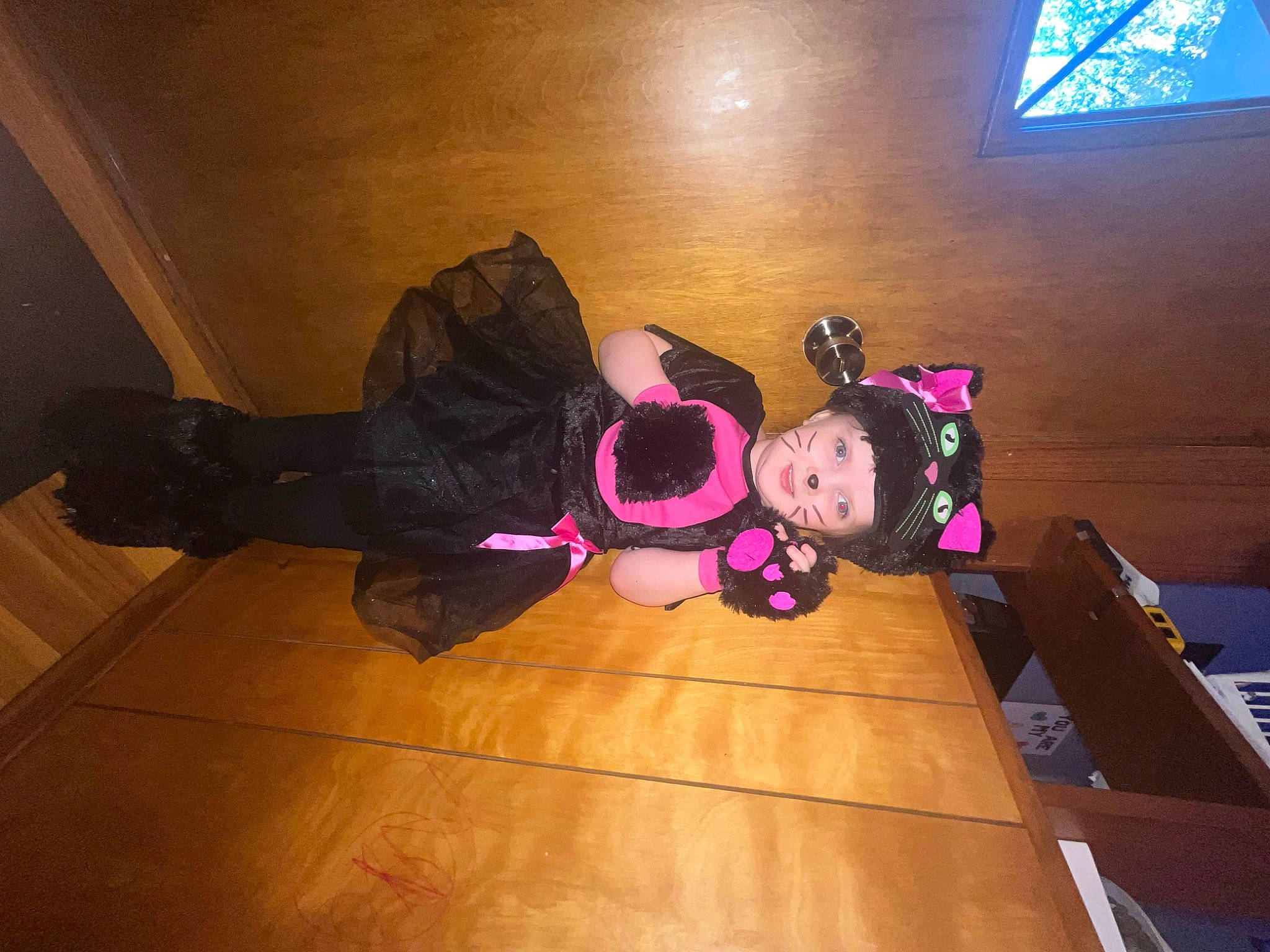 Lachlan joined the competition — help win amazing prizes! child, entertainment, event, floor, flooring, fun, hardwood, headwear, laminate_flooring, leisure, magenta, person, purple, room, sock, toddler, window, wood, wood_flooring