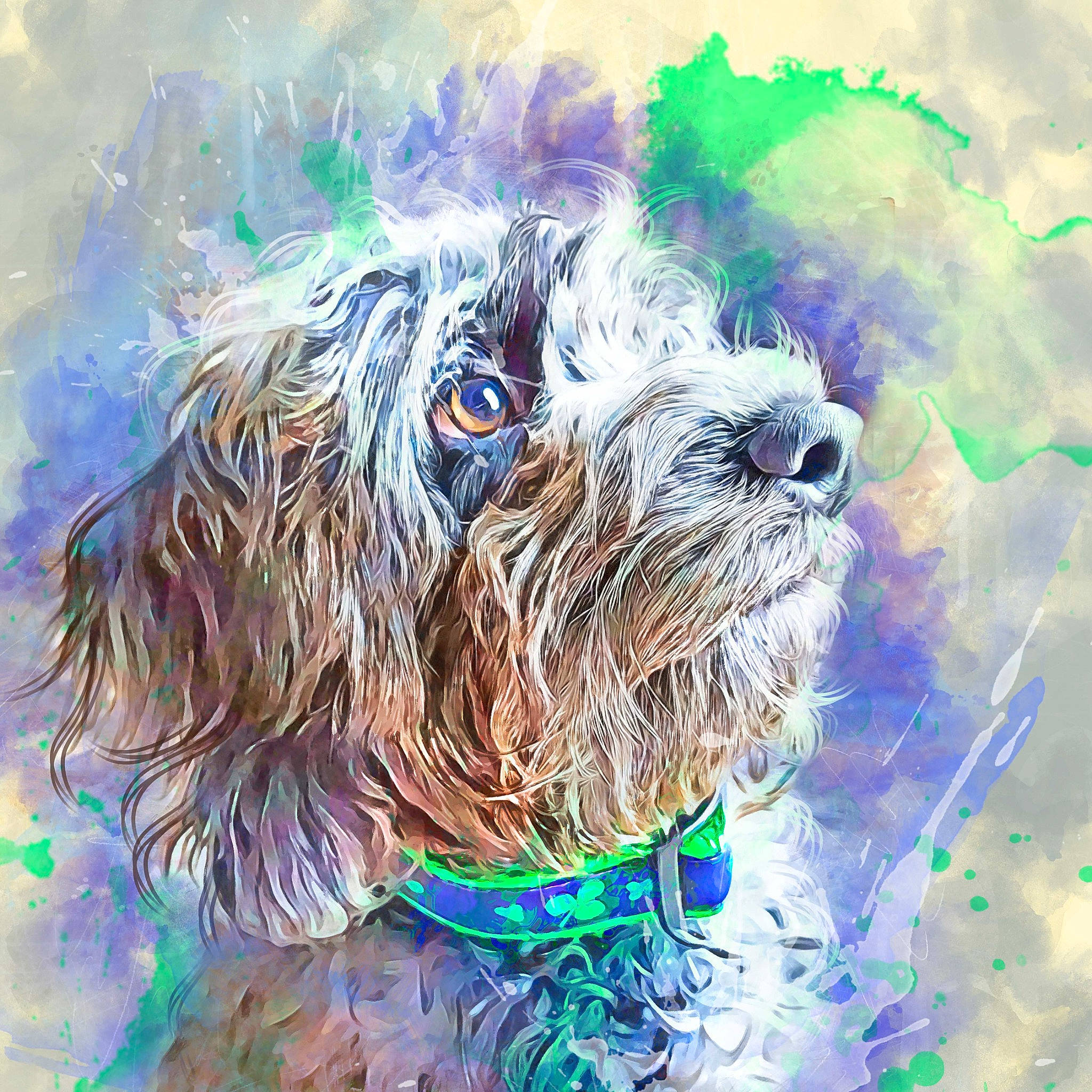 Sarge joined the competition — help win amazing prizes! art, art_paint, canidae, carnivore, circle, companion_dog, dog, dog_breed, electric_blue, graphics, illustration, paint, painting, small_terrier, snout, sporting_group, terrier, toy_dog, visual_arts, working_animal