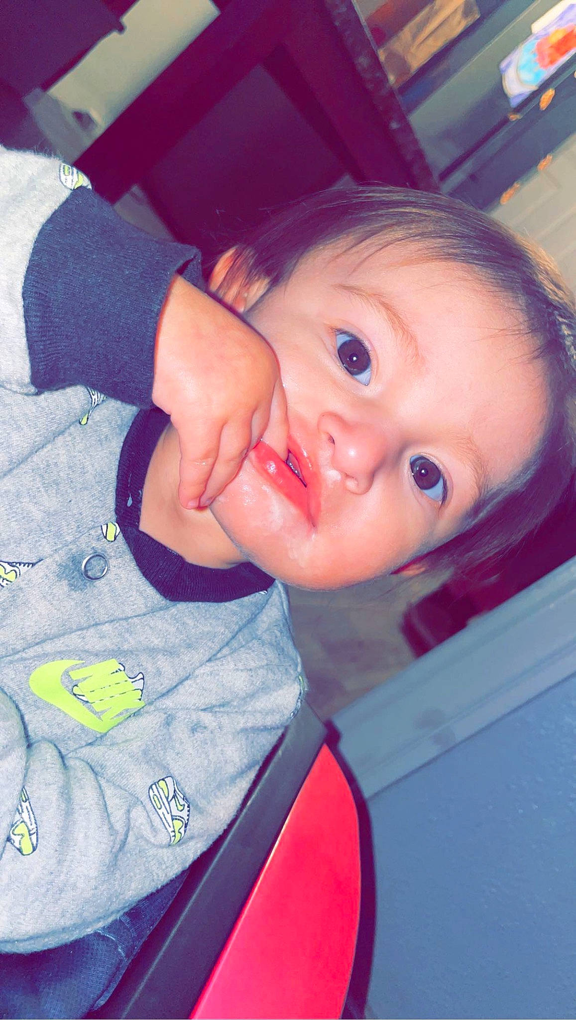 Adalyn is registered to the contest to win money with this photo: azure, baby, baby_laughing, baby_toddler_clothing, cheek, cool, electric_blue, eyebrow, eyelash, finger, happy, hat, iris, lip, mouth, nose, person, skin, sleeve, smile