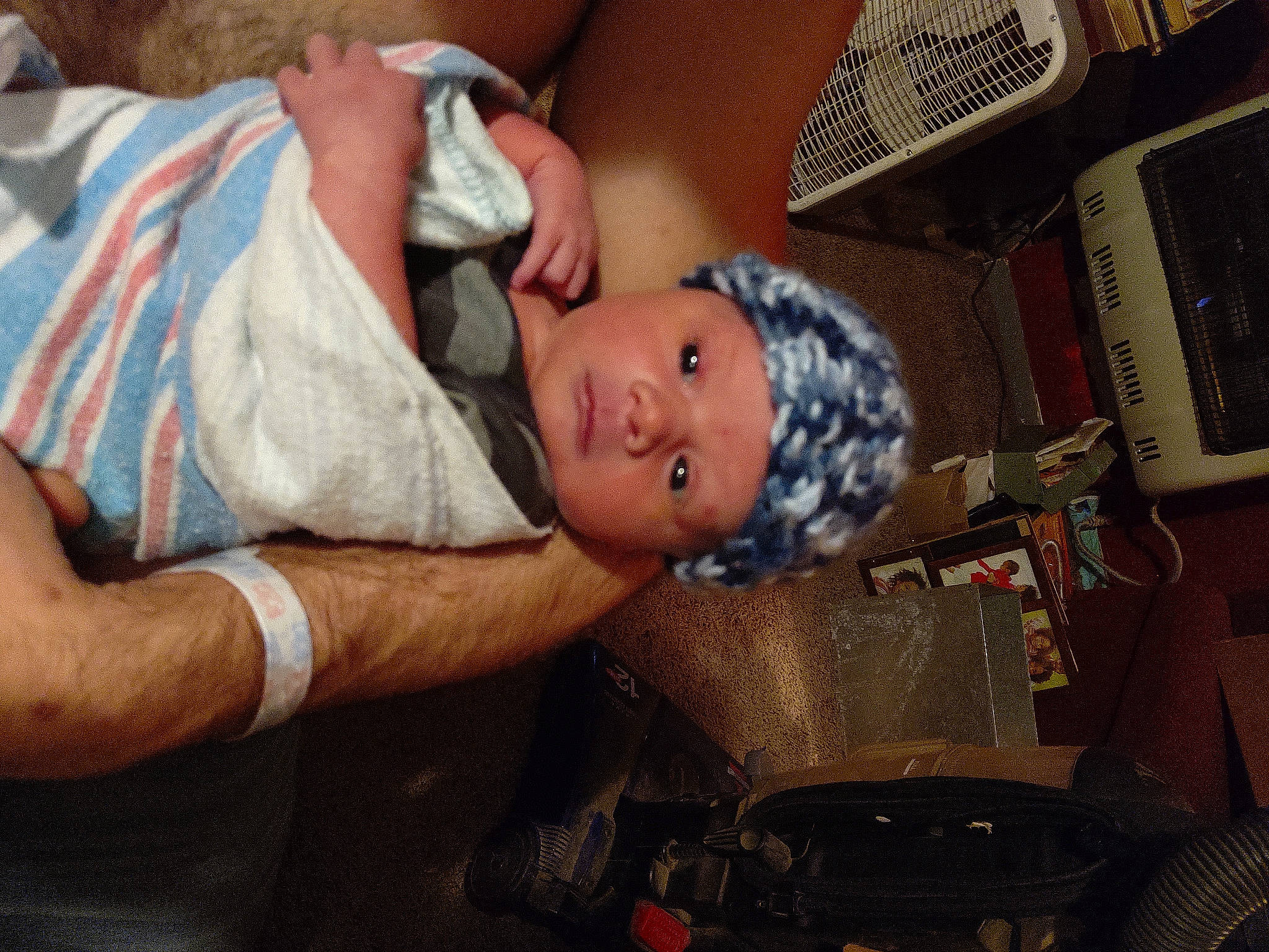 Jensen joined the competition — help win amazing prizes! abdomen, audio_equipment, baby, baby_products, child, comfort, elbow, flesh, fun, hat, headwear, nap, person, room, sitting, sleep, thigh, toddler