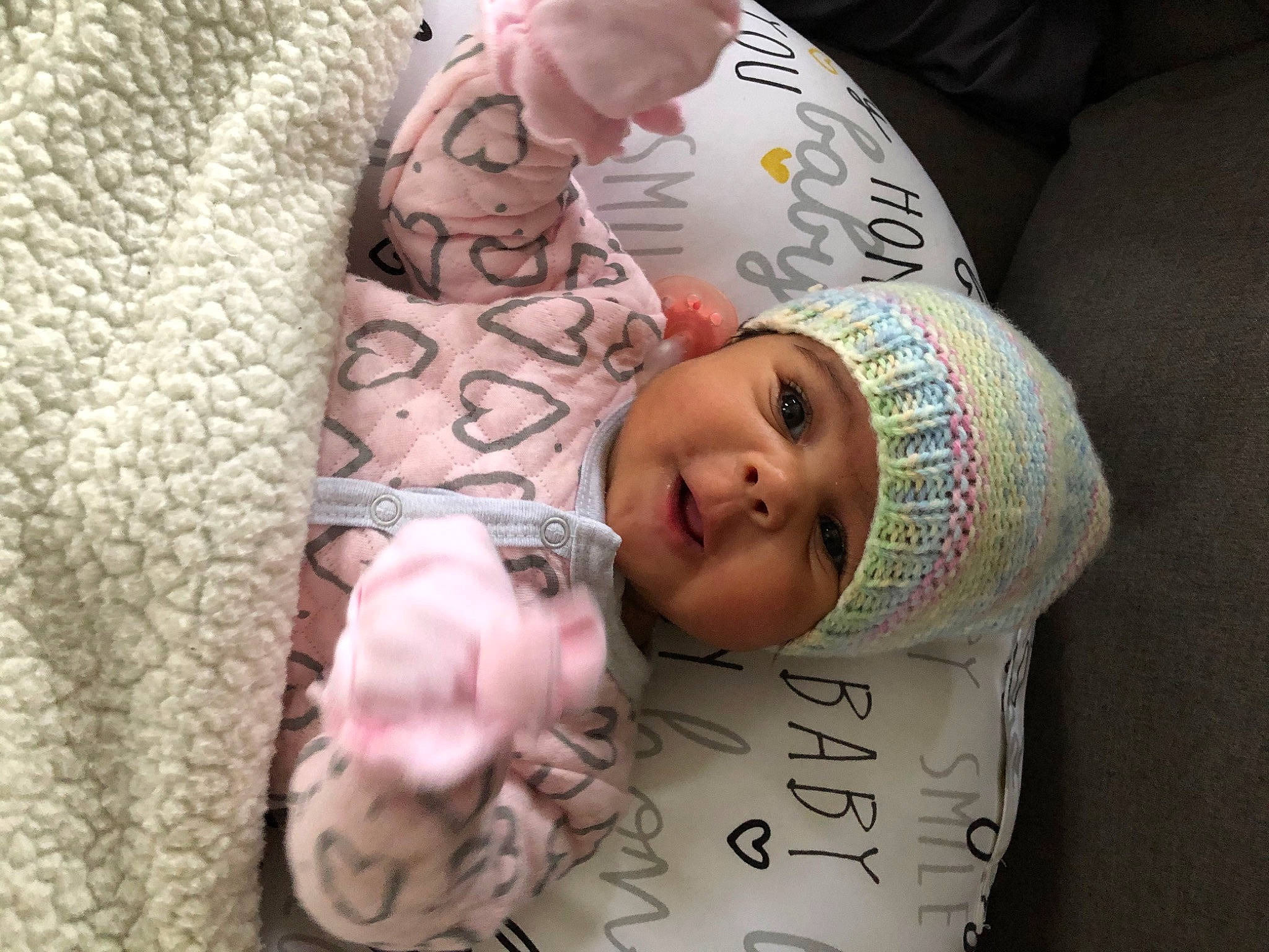 Londyn is registered to the contest to win money with this photo: baby, bedtime, birth, cheek, child, headwear, nap, person, toddler