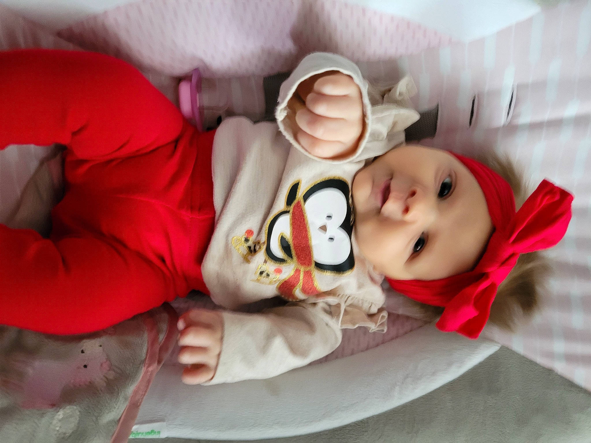 Georgia joined the competition — help win amazing prizes! baby, baby_products, baby_sleeping, baby_toddler_clothing, cheek, comfort, eye, eyelash, hat, head, headgear, headwear, human_body, linens, mouth, nose, person, pink, skin, sleeve