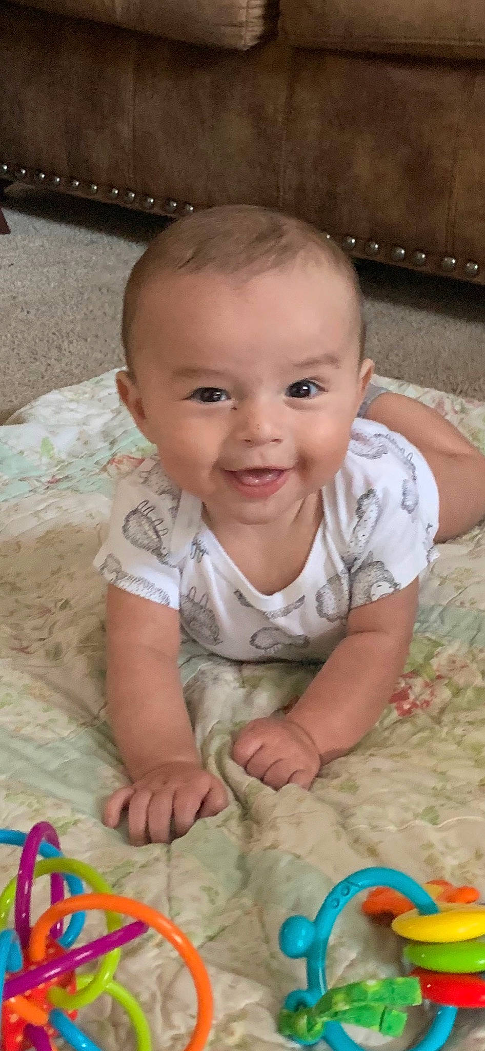 Caden joined the competition — help win amazing prizes! baby, baby_toddler_clothing, beauty, cheek, child, dress, eye, finger, flooring, fun, hair, happy, head, iris, joy, leg, mouth, nose, person, skin