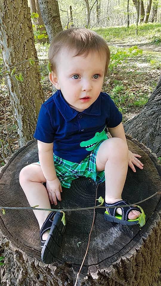 Baylor joined the competition — help win amazing prizes! baby, baby_products, child, child_model, grass, green, leaf, person, plant, play, product, sitting, skin, smile, summer, toddler, tree, vacation