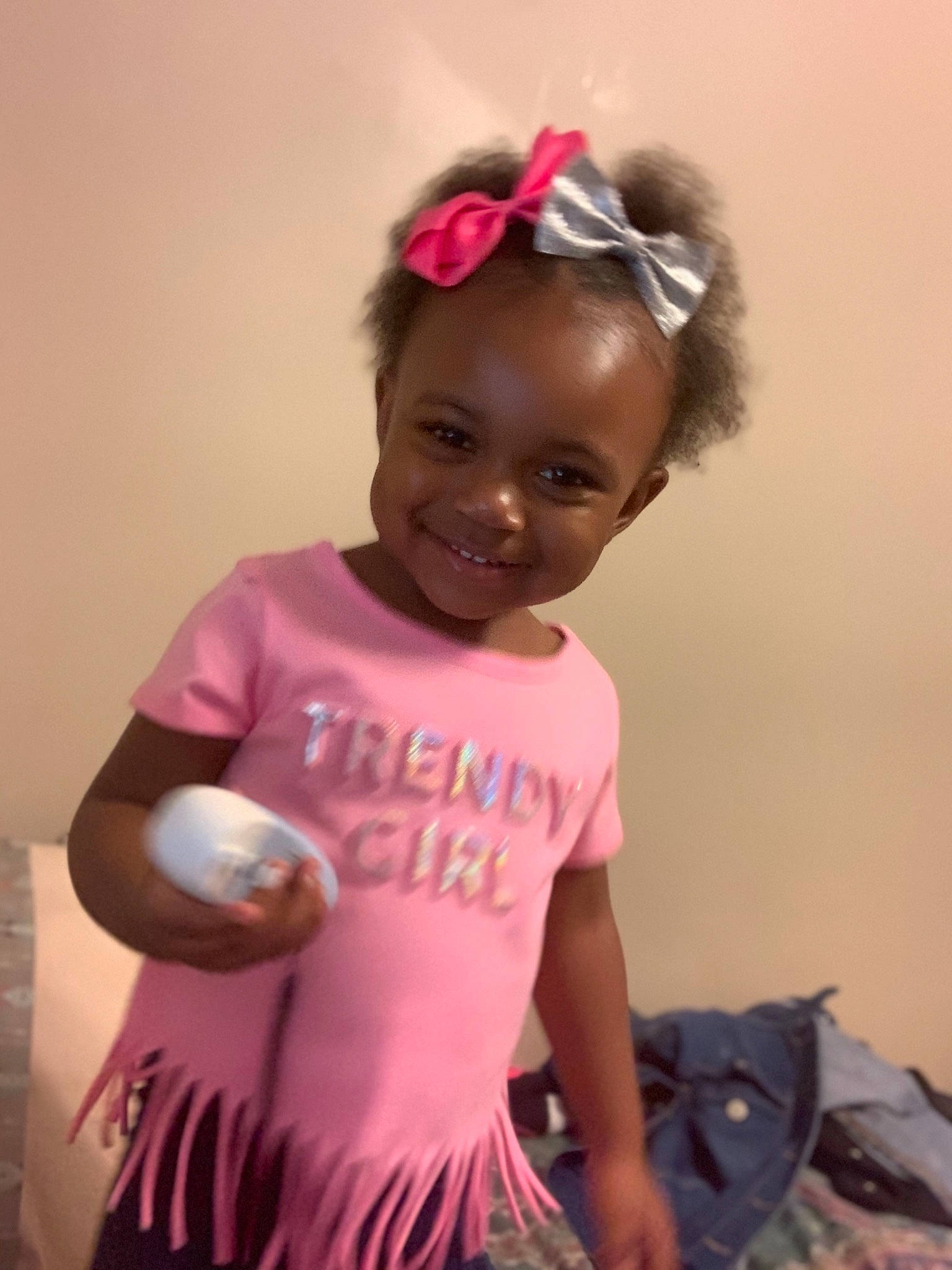 Khamari joined the competition — help win amazing prizes! baby_toddler_clothing, child, costume, fashion_accessory, hair, hair_accessory, headband, headgear, headpiece, joy, person, pink, smile, toddler